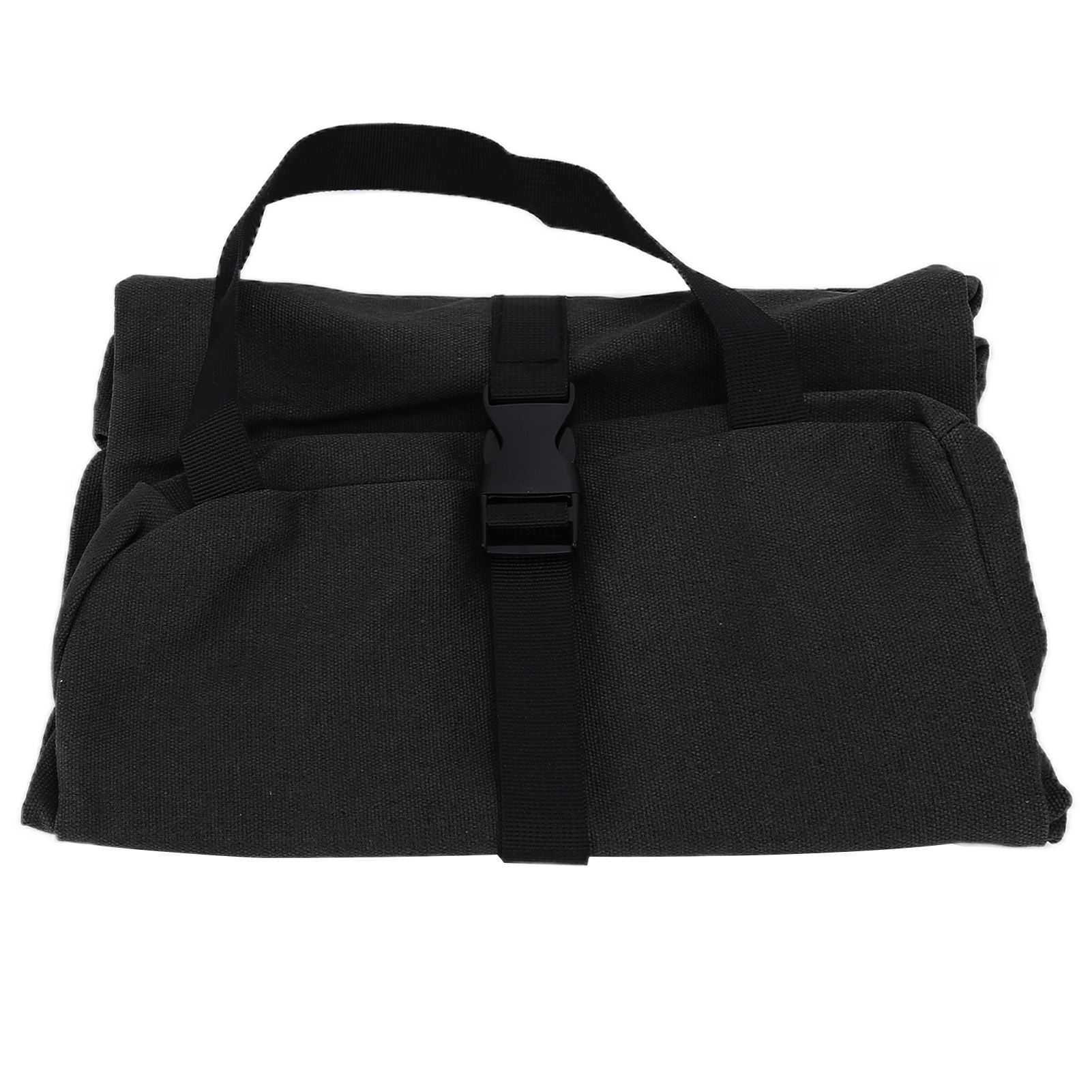 Tool Storage Bag Canvas Foldable Zipper Design Lightweight and Durable High Capacity Tool Roll Up Bag with StrapsBlack - Image 6