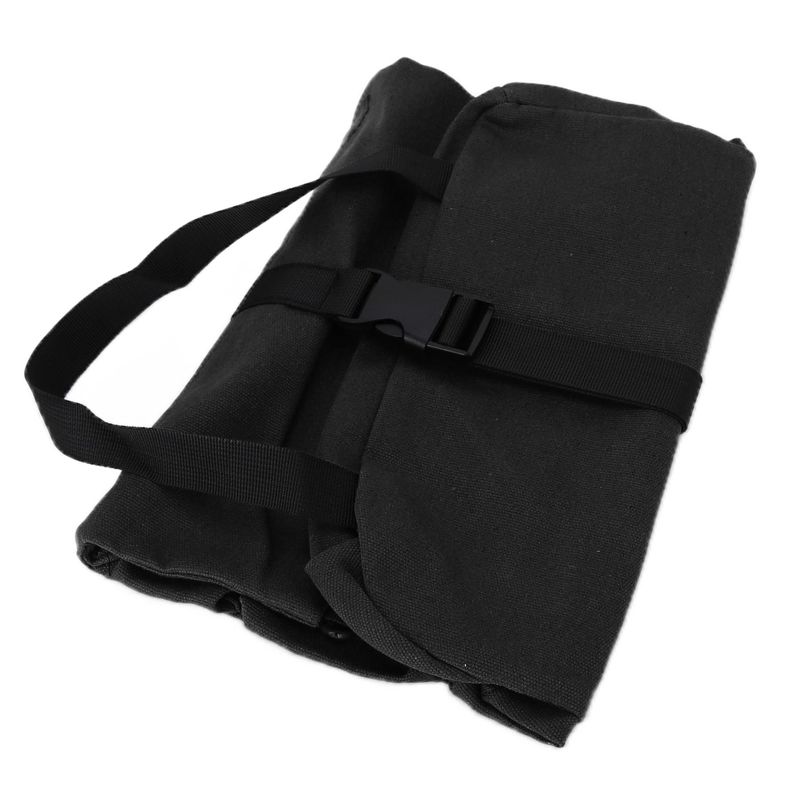 Tool Storage Bag Canvas Foldable Zipper Design Lightweight and Durable High Capacity Tool Roll Up Bag with StrapsBlack - Image 7