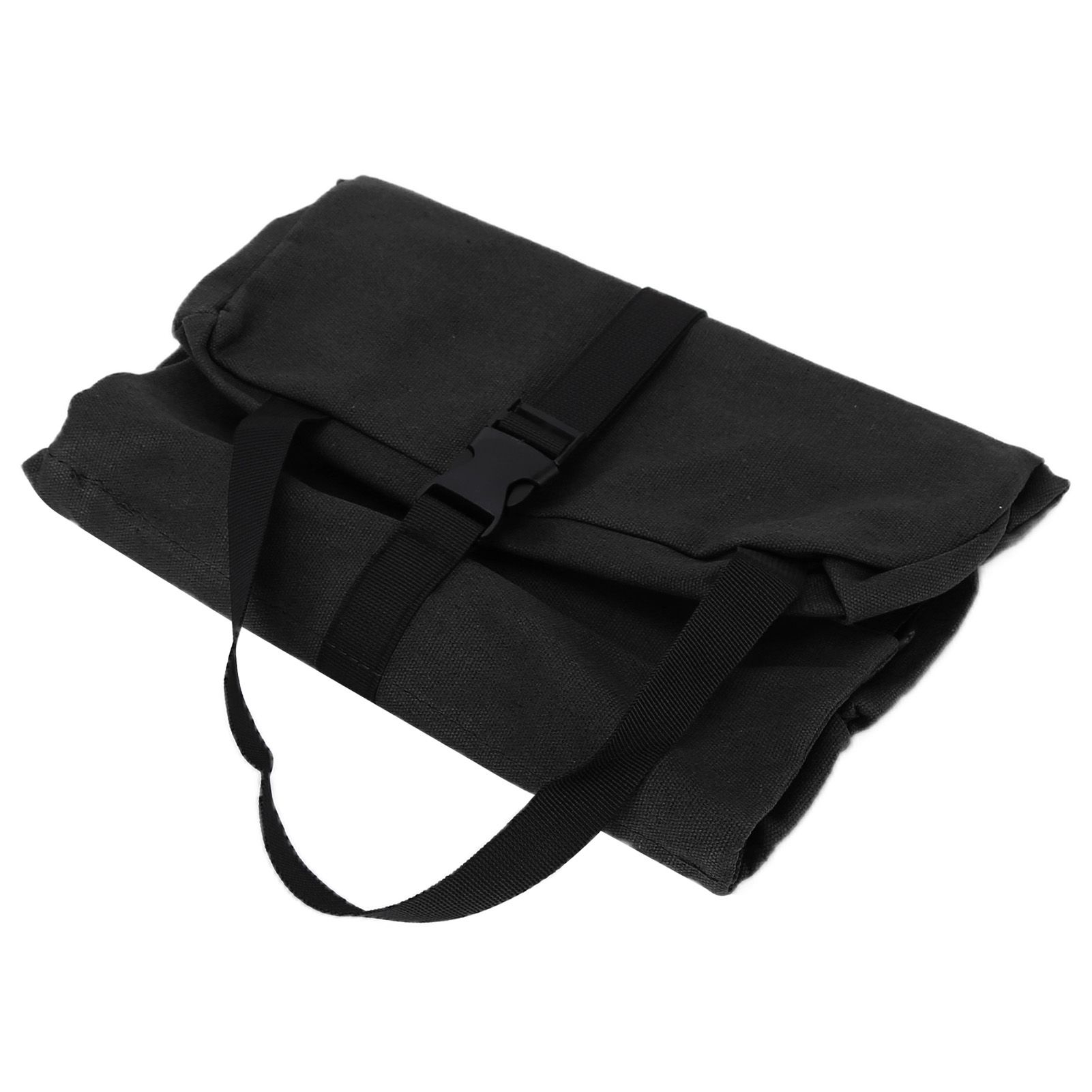 Tool Storage Bag Canvas Foldable Zipper Design Lightweight and Durable High Capacity Tool Roll Up Bag with StrapsBlack - Image 8