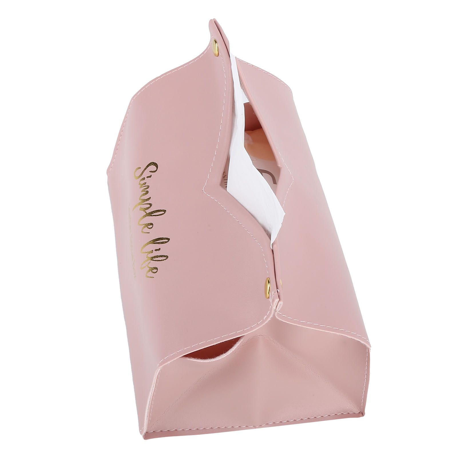 Tissue Bag Artificial Leather Vintage Kitchen Paper Towel Box Container for Office HomePink - Image 2