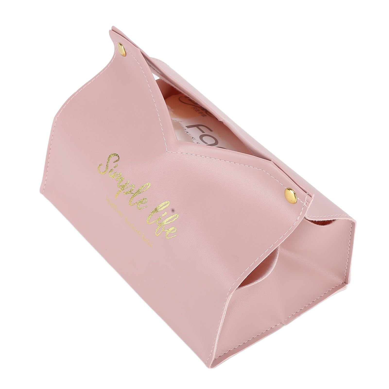 Tissue Bag Artificial Leather Vintage Kitchen Paper Towel Box Container for Office HomePink - Image 6