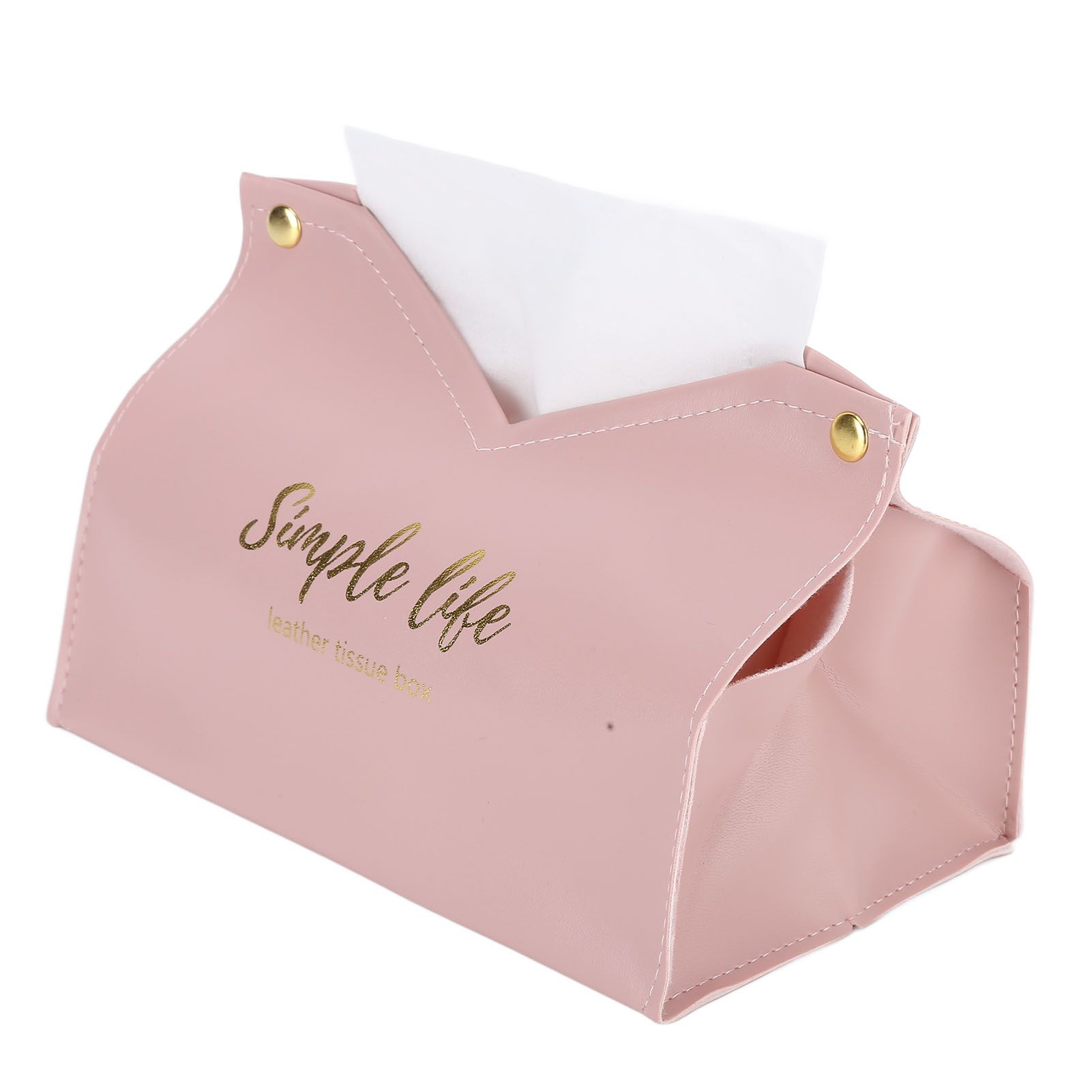 Tissue Bag Artificial Leather Vintage Kitchen Paper Towel Box Container for Office HomePink - Image 7