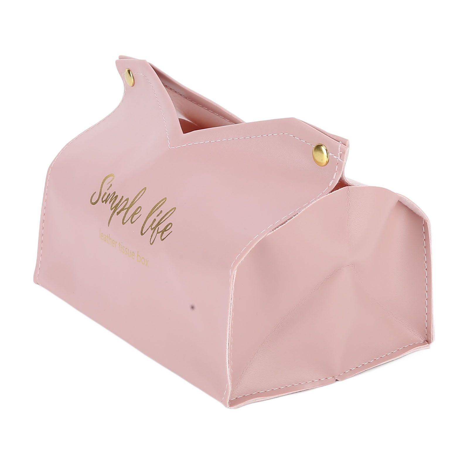 Tissue Bag Artificial Leather Vintage Kitchen Paper Towel Box Container for Office HomePink - Image 8
