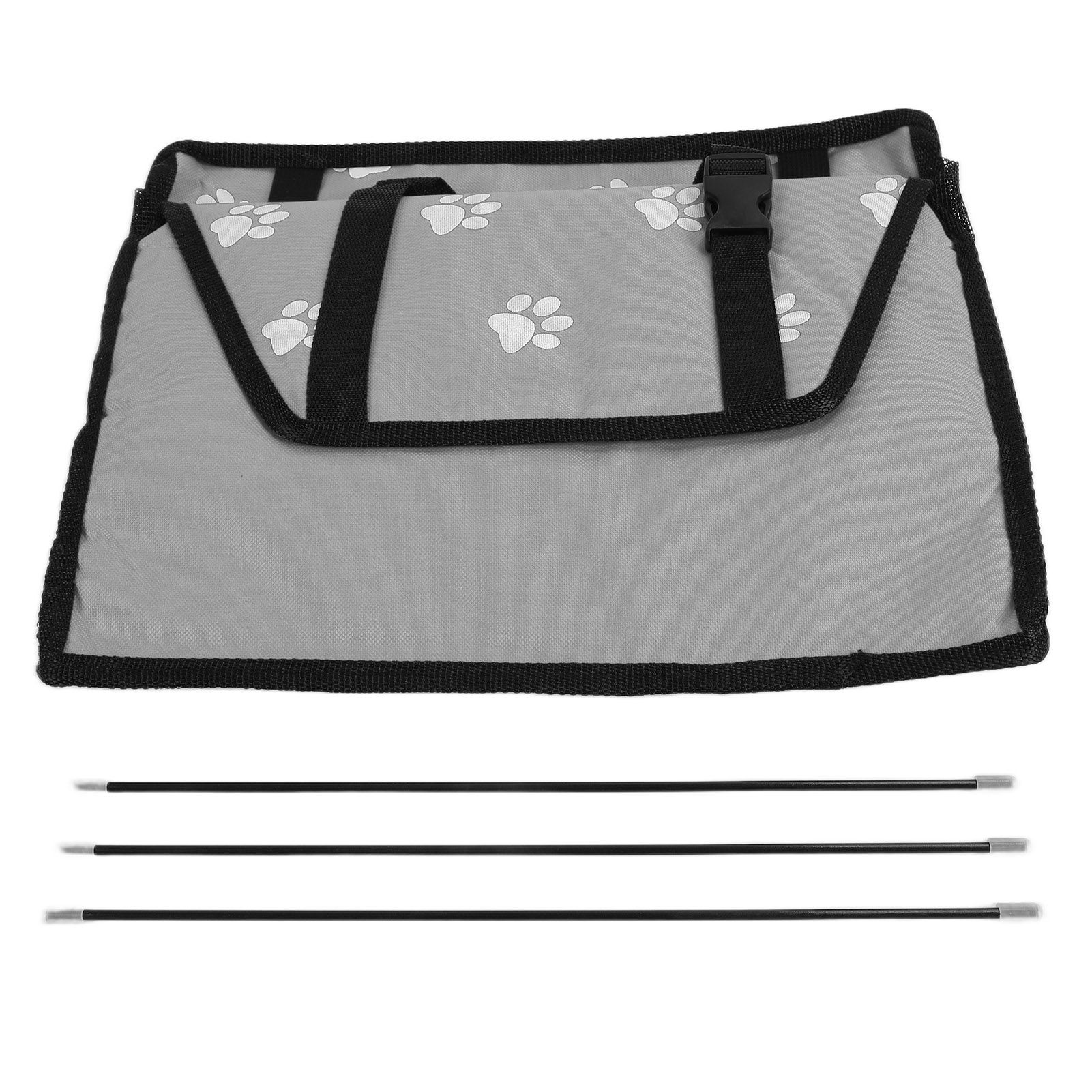 Bear Paw Pattern Pet Carrier Cage Washable Pet Car Travel Safety Seat with Support RodGray - Image 3