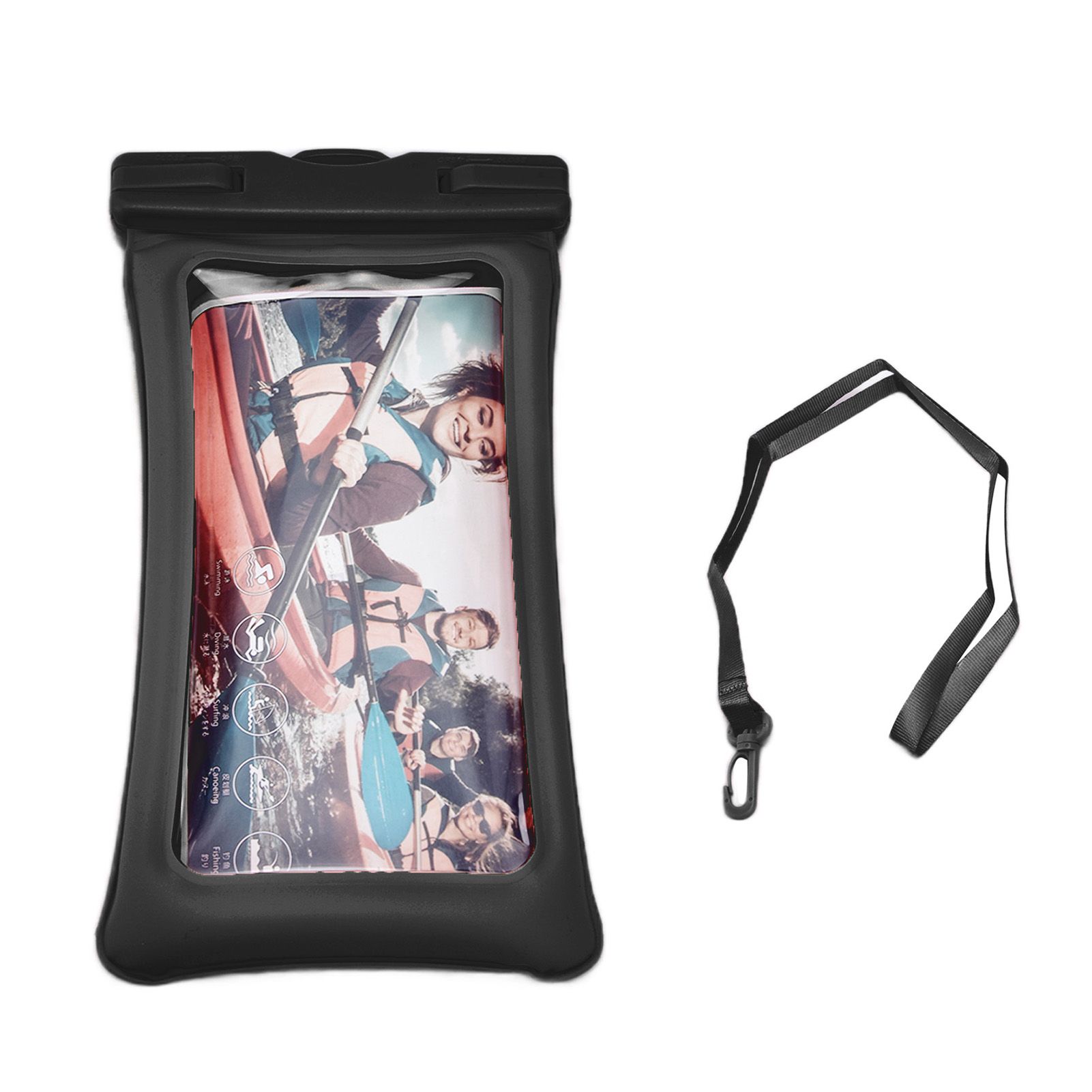 TPU Universal Floating Waterproof Phone Bag Pouch Cover with Lanyard for Below 7.2‑inch PhoneBlack - Image 1