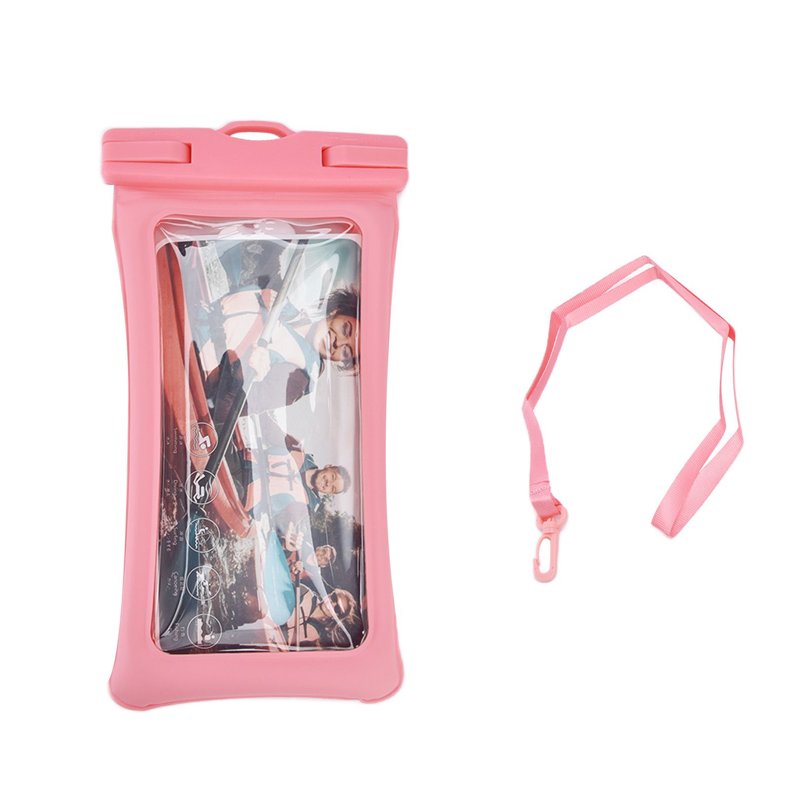 TPU Universal Floating Waterproof Phone Bag Pouch Cover with Lanyard for Below 7.2‑inch PhonePink - Image 1