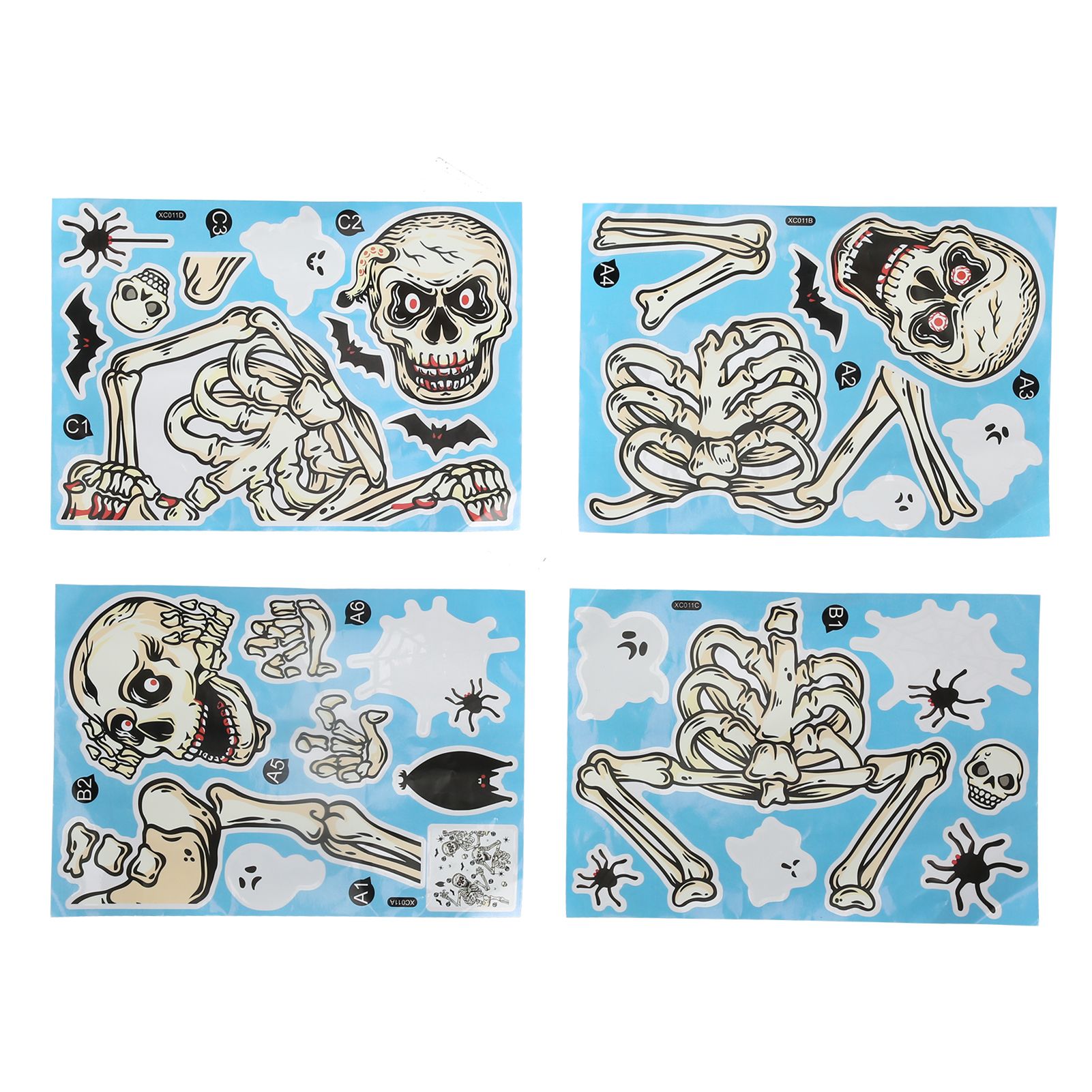 4Pcs Halloween Skull Pattern Wall Sticker Decorative Wall Decal for Living Room Bedroom - Image 1