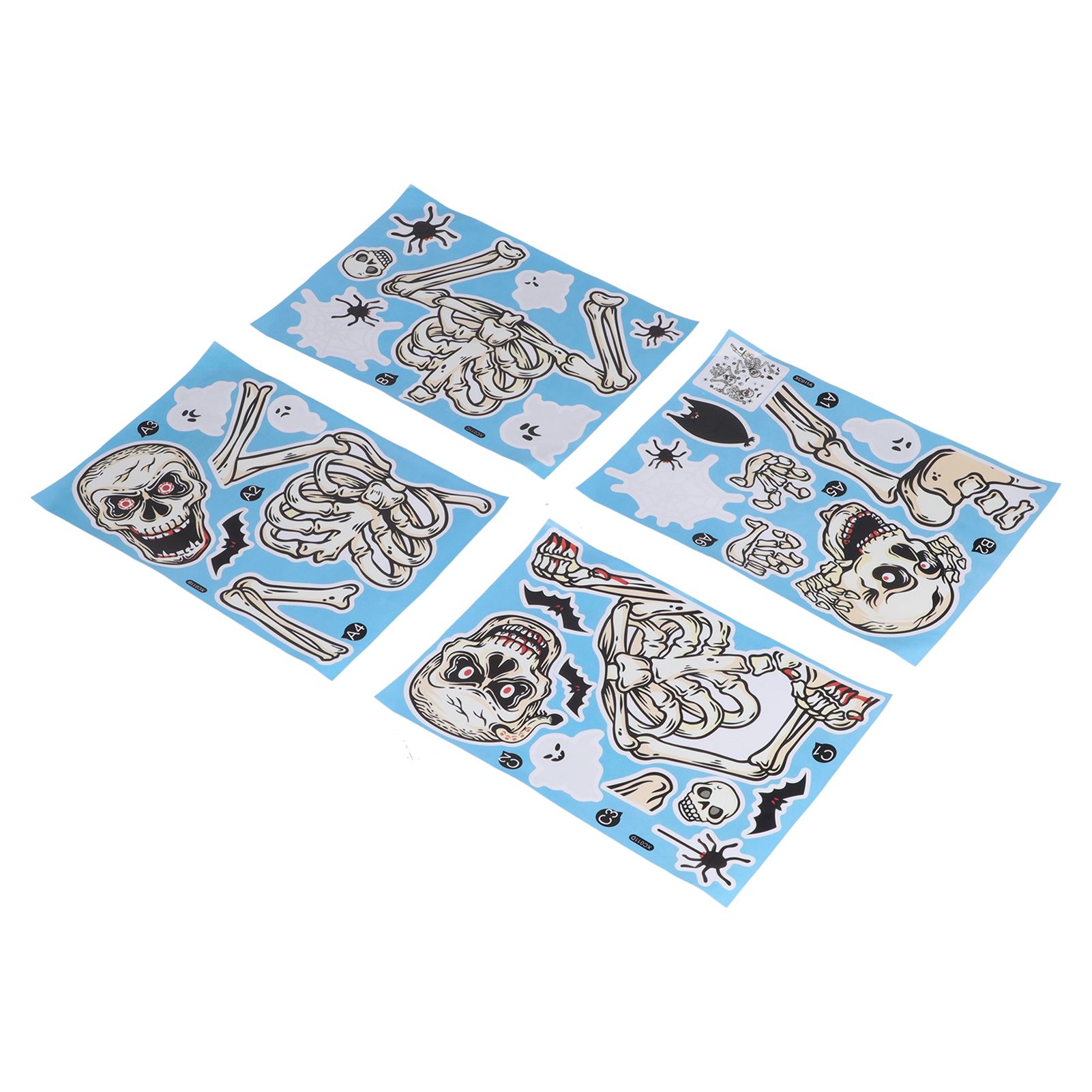 4Pcs Halloween Skull Pattern Wall Sticker Decorative Wall Decal for Living Room Bedroom - Image 3