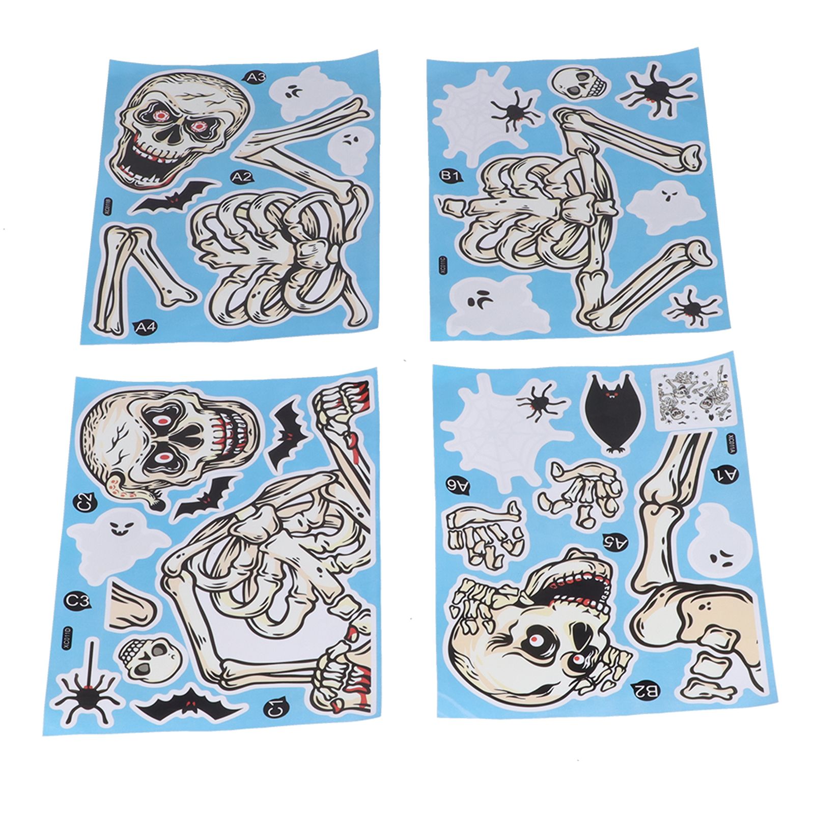4Pcs Halloween Skull Pattern Wall Sticker Decorative Wall Decal for Living Room Bedroom - Image 4