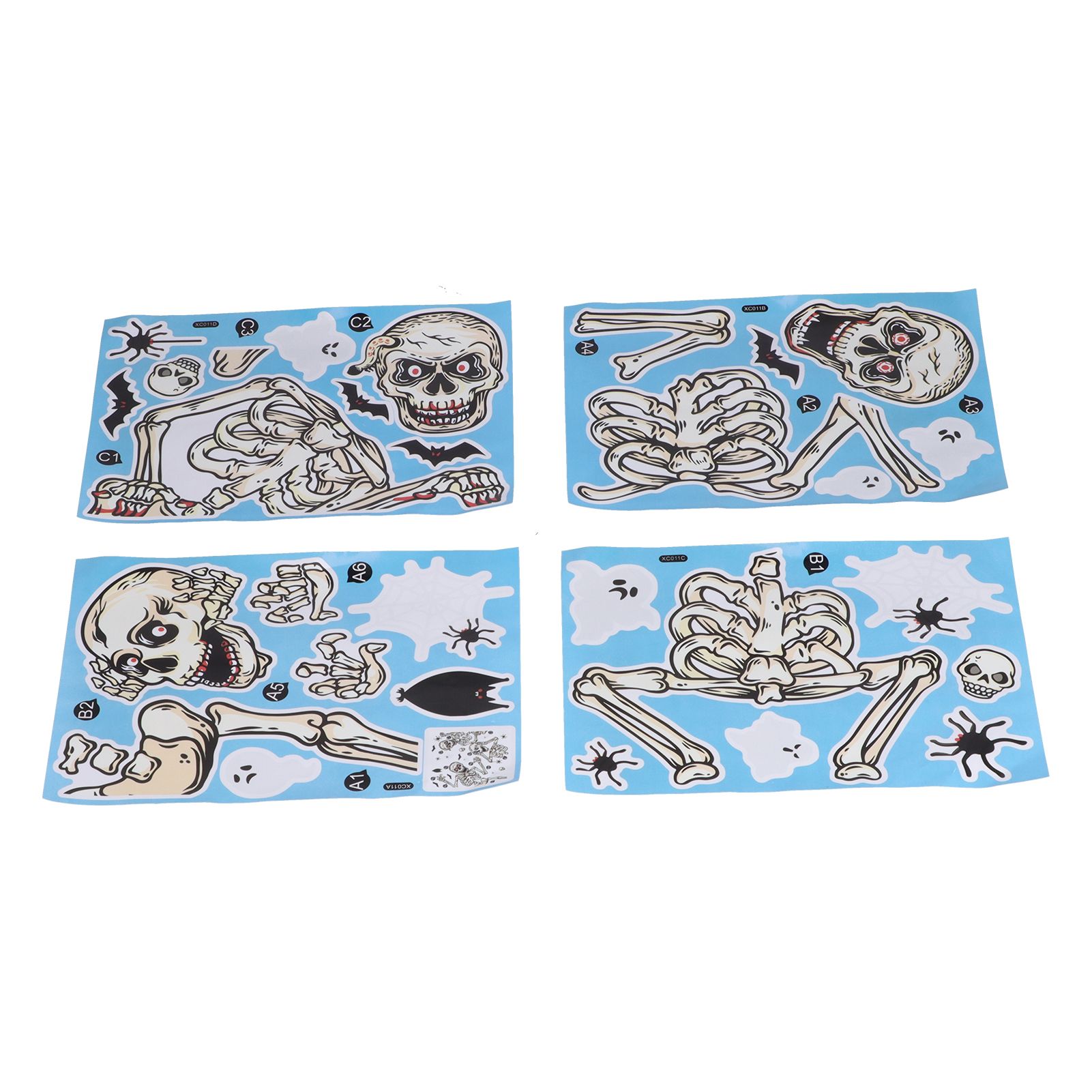 4Pcs Halloween Skull Pattern Wall Sticker Decorative Wall Decal for Living Room Bedroom - Image 6