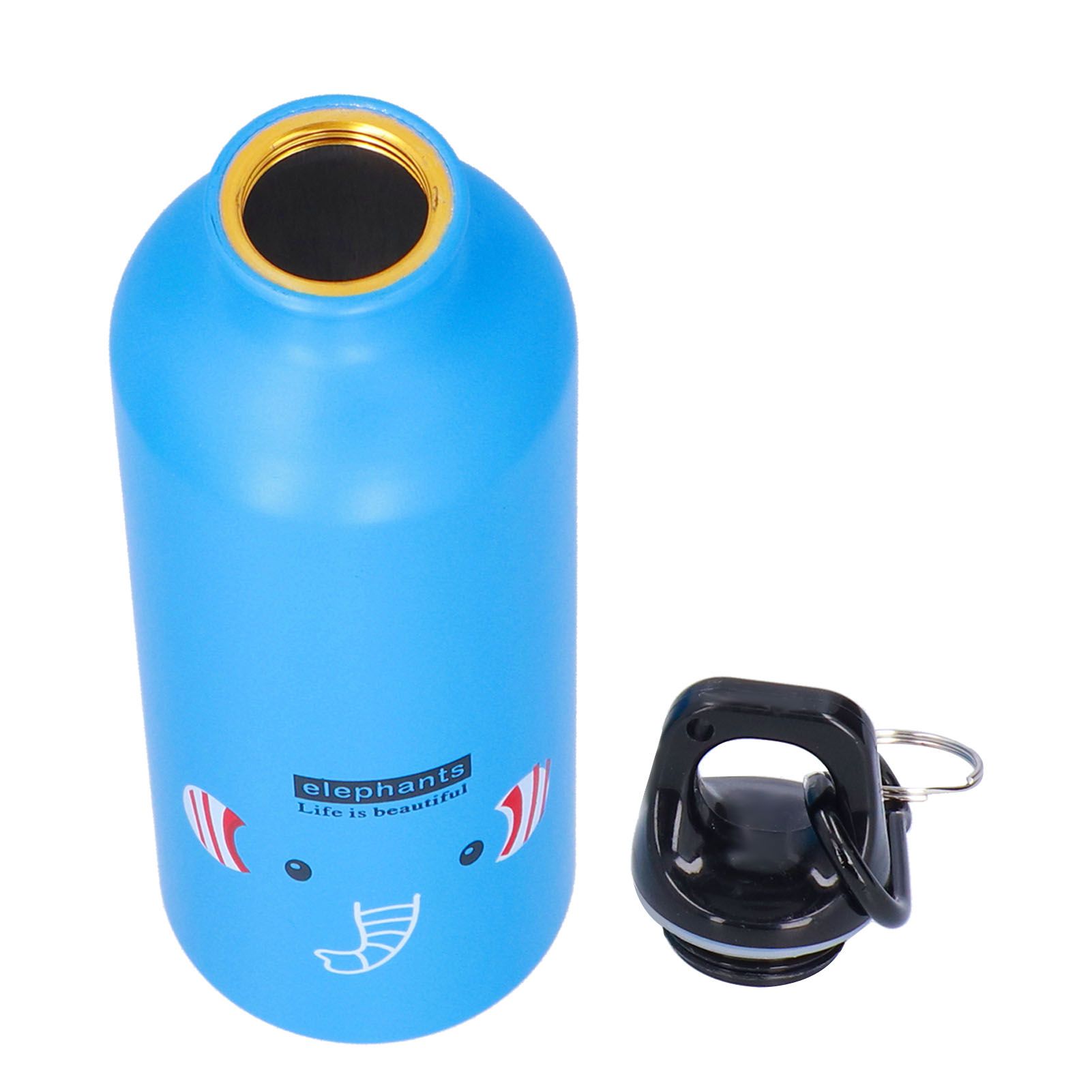 Kids Water Bottle Cute Cartoon 500ml Aluminum Insulated Water Bottle Sport Water JugBlue Elephant - Image 2