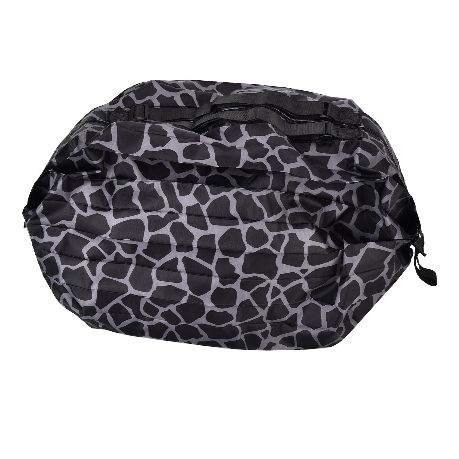 Stylish Reusable Shopping Bag Oxford Cloth Portable Foldable High Capacity Shoulder Bag Waterproof ToteBlack Leopard Print - Image 1