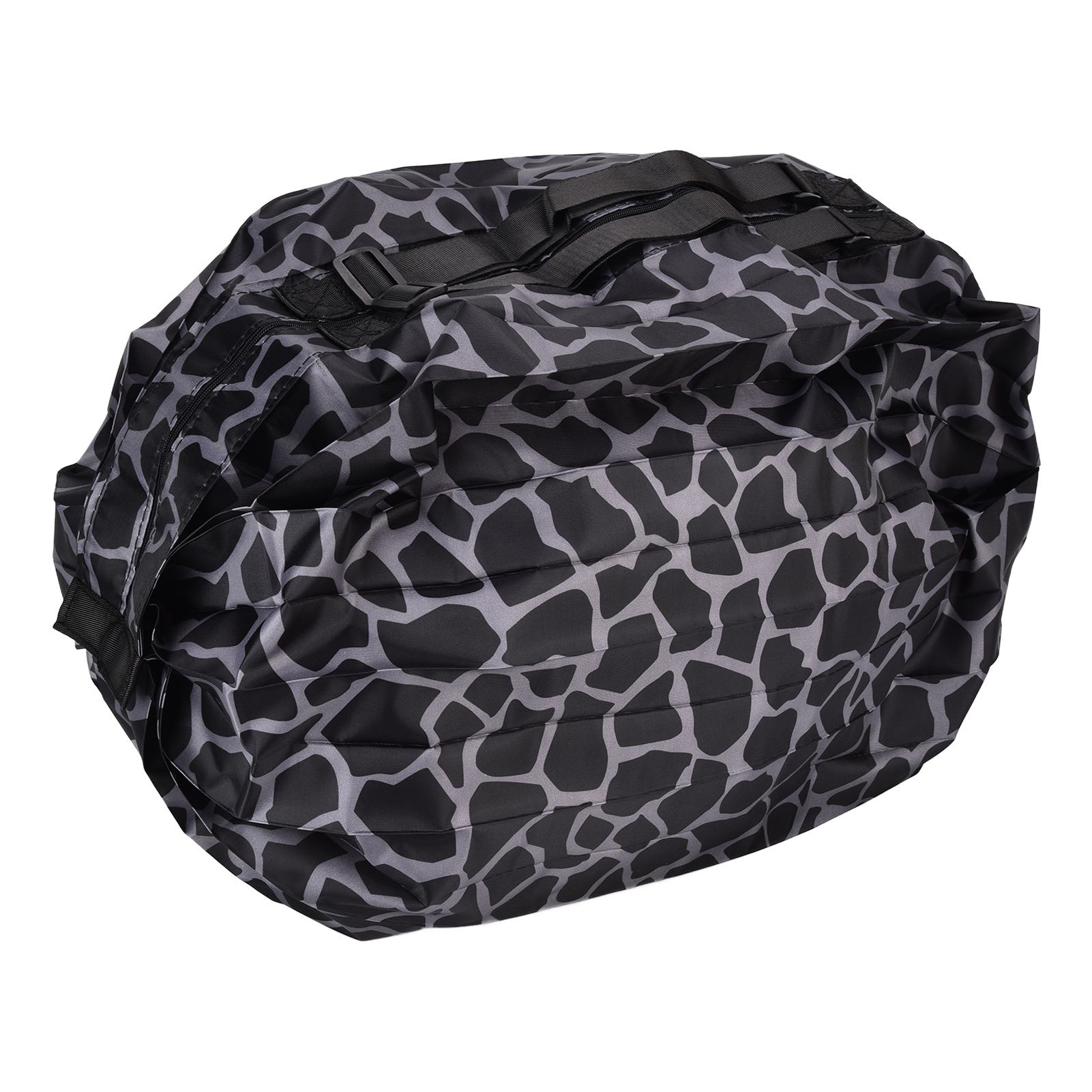 Stylish Reusable Shopping Bag Oxford Cloth Portable Foldable High Capacity Shoulder Bag Waterproof ToteBlack Leopard Print - Image 2