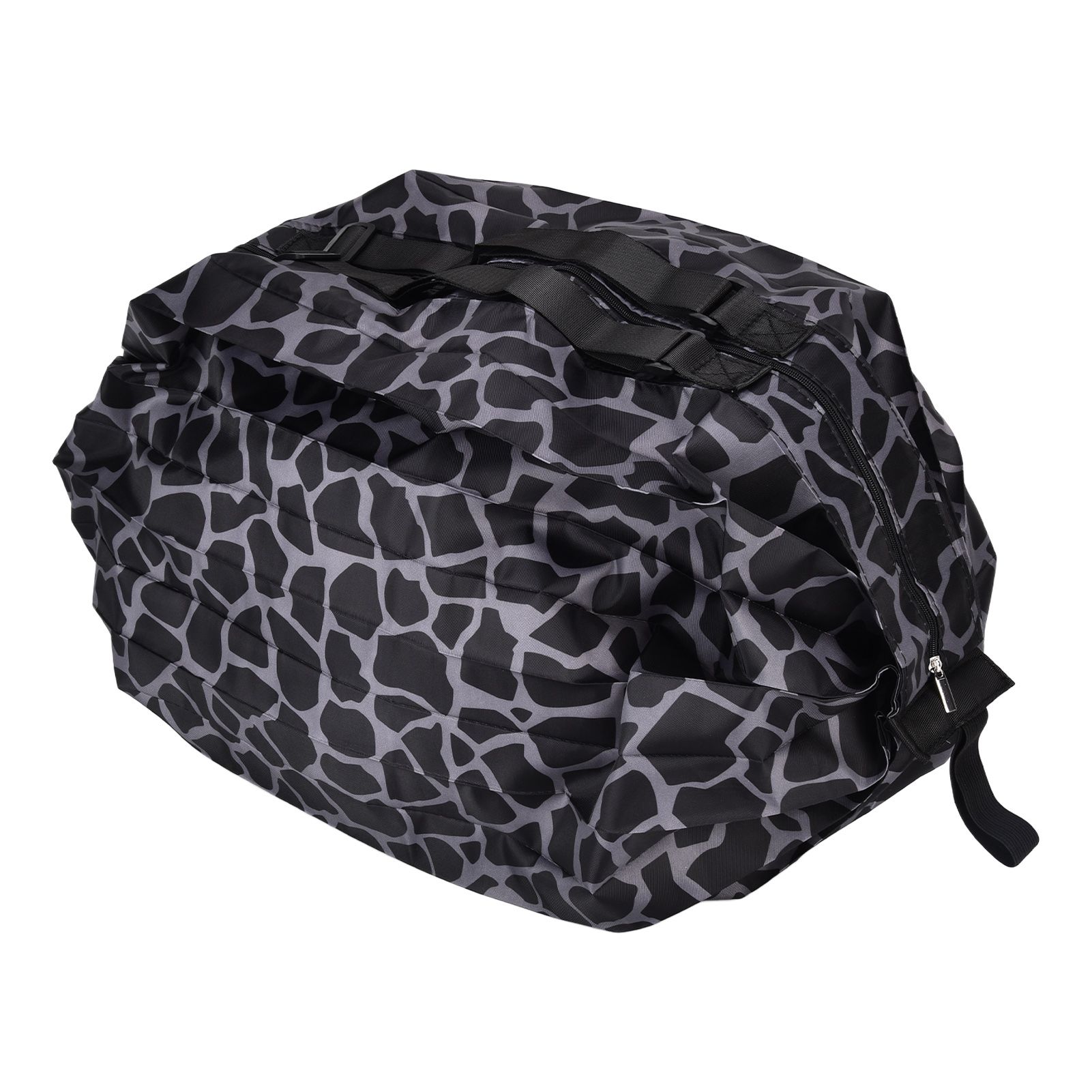 Stylish Reusable Shopping Bag Oxford Cloth Portable Foldable High Capacity Shoulder Bag Waterproof ToteBlack Leopard Print - Image 3