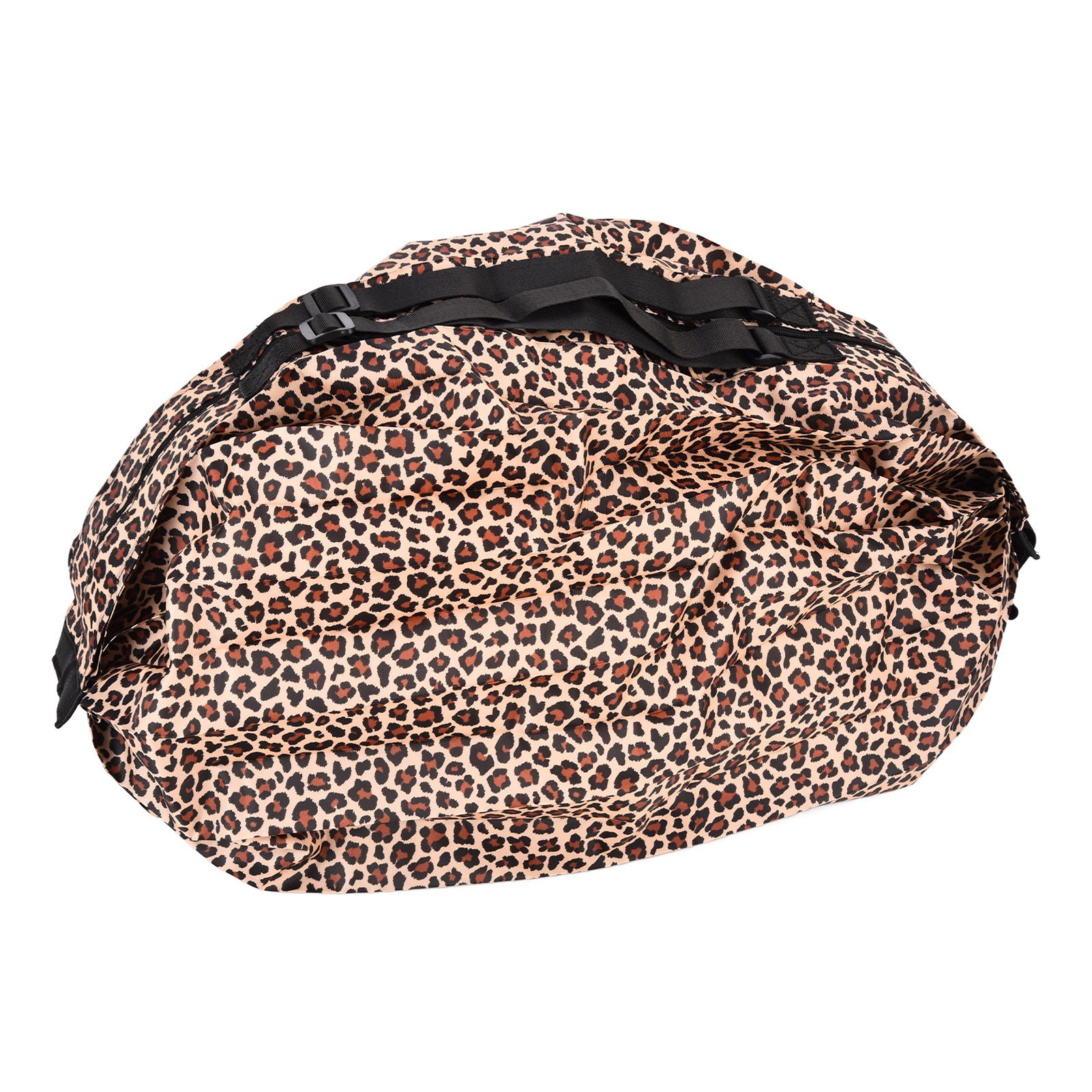 Stylish Reusable Shopping Bag Oxford Cloth Portable Foldable High Capacity Shoulder Bag Waterproof ToteLeopard Print - Image 3