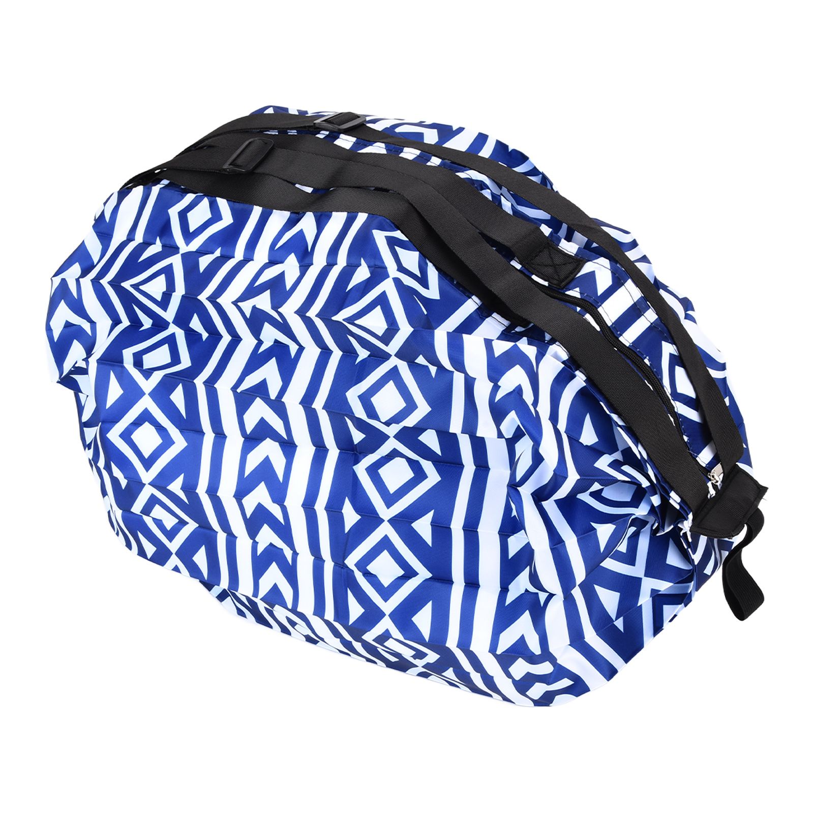 Stylish Shopping Backpacks Foldable Reusable Eco Friendly Grocery Bags for Shopping Travel(Blue White ) - Image 2