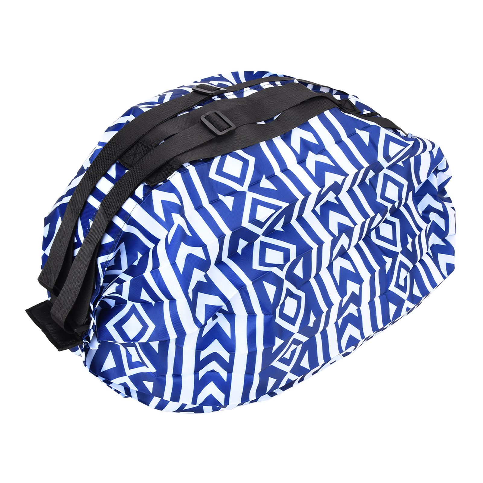 Stylish Shopping Backpacks Foldable Reusable Eco Friendly Grocery Bags for Shopping Travel(Blue White ) - Image 3