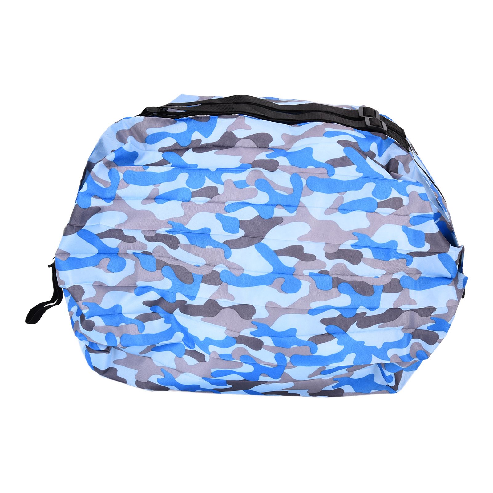 High Capacity Storage Bag Travel Single Shoulder Waterproof Shopping Bag Portable Folding Storage BagBlue Camouflage - Image 1