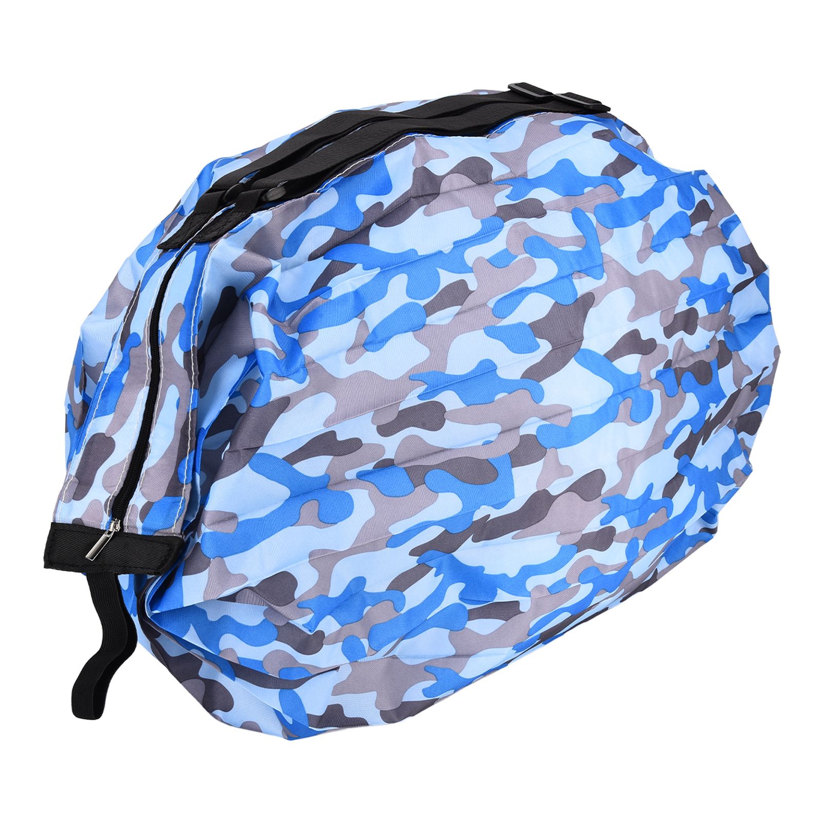 High Capacity Storage Bag Travel Single Shoulder Waterproof Shopping Bag Portable Folding Storage BagBlue Camouflage - Image 2