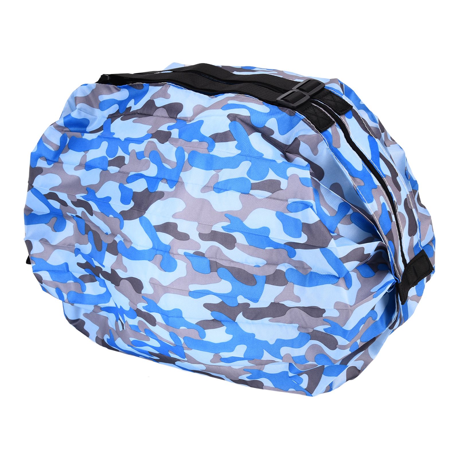 High Capacity Storage Bag Travel Single Shoulder Waterproof Shopping Bag Portable Folding Storage BagBlue Camouflage - Image 3