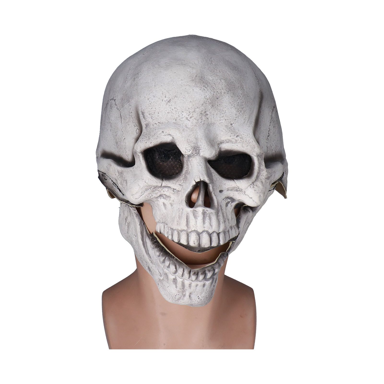 Scary Skull Mask with Movable Jaw Flexible Latex Halloween Costume Party Props Cosplay AccessoryWhite - Image 1