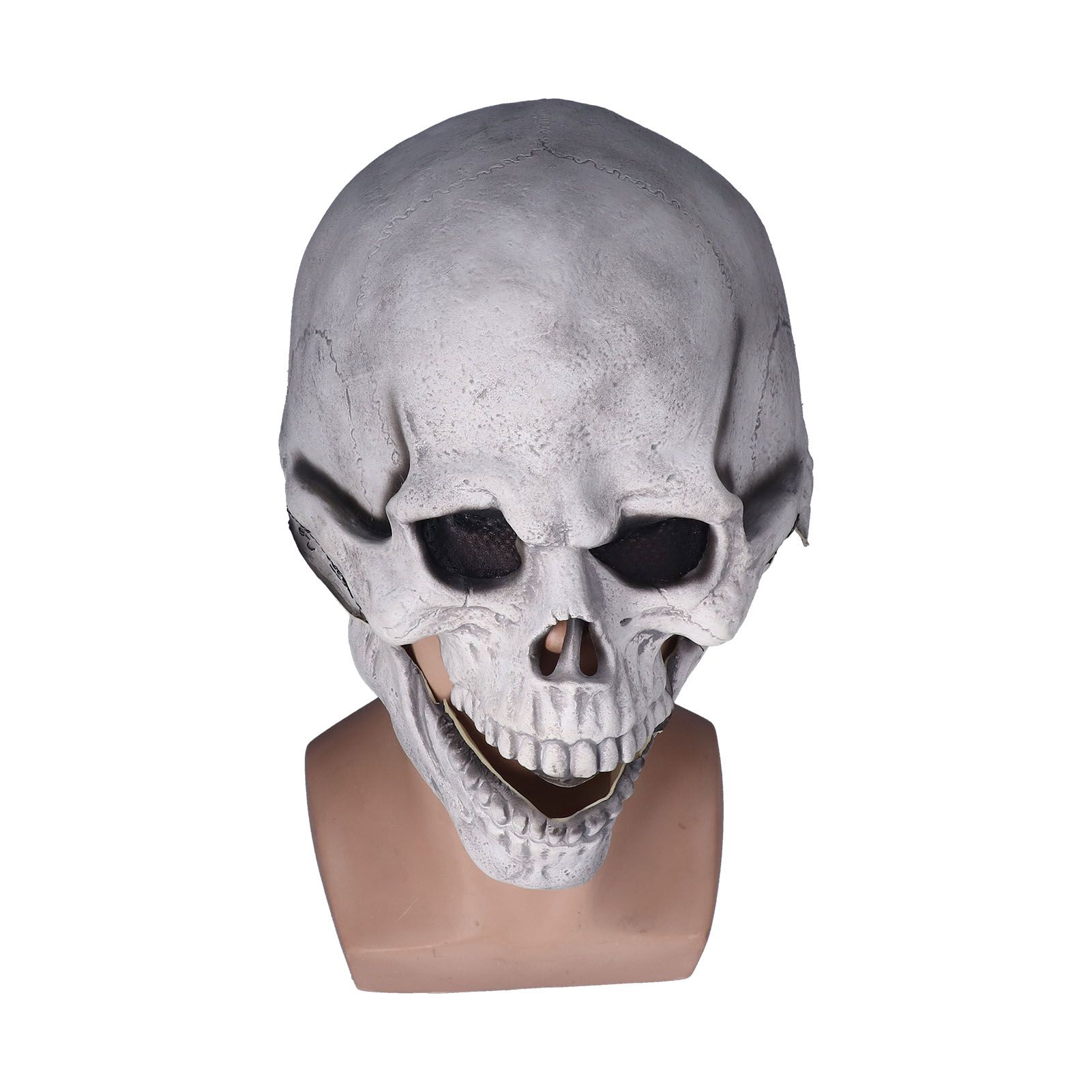 Scary Skull Mask with Movable Jaw Flexible Latex Halloween Costume Party Props Cosplay AccessoryWhite - Image 2