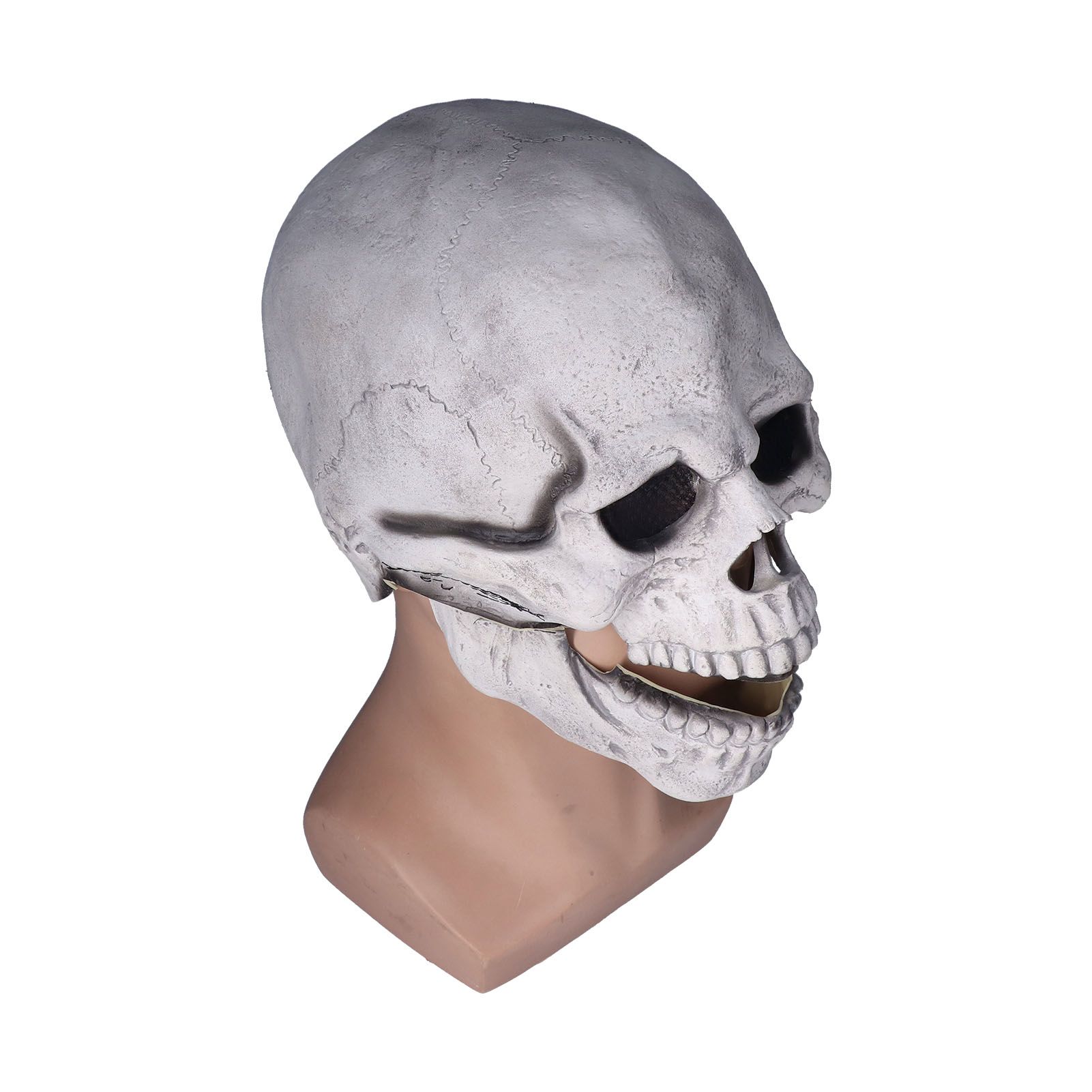 Scary Skull Mask with Movable Jaw Flexible Latex Halloween Costume Party Props Cosplay AccessoryWhite - Image 3