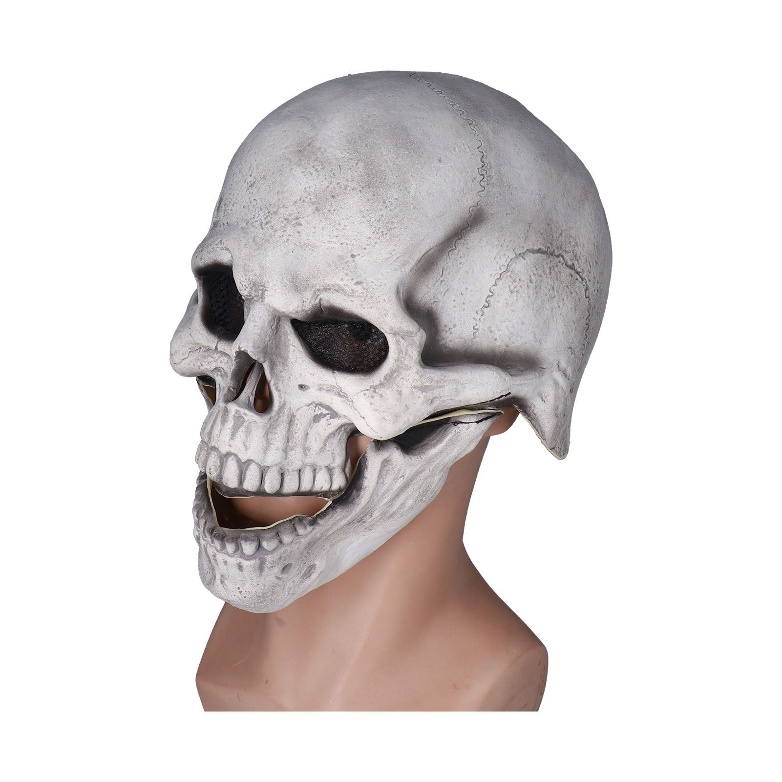 Scary Skull Mask with Movable Jaw Flexible Latex Halloween Costume Party Props Cosplay AccessoryWhite - Image 5