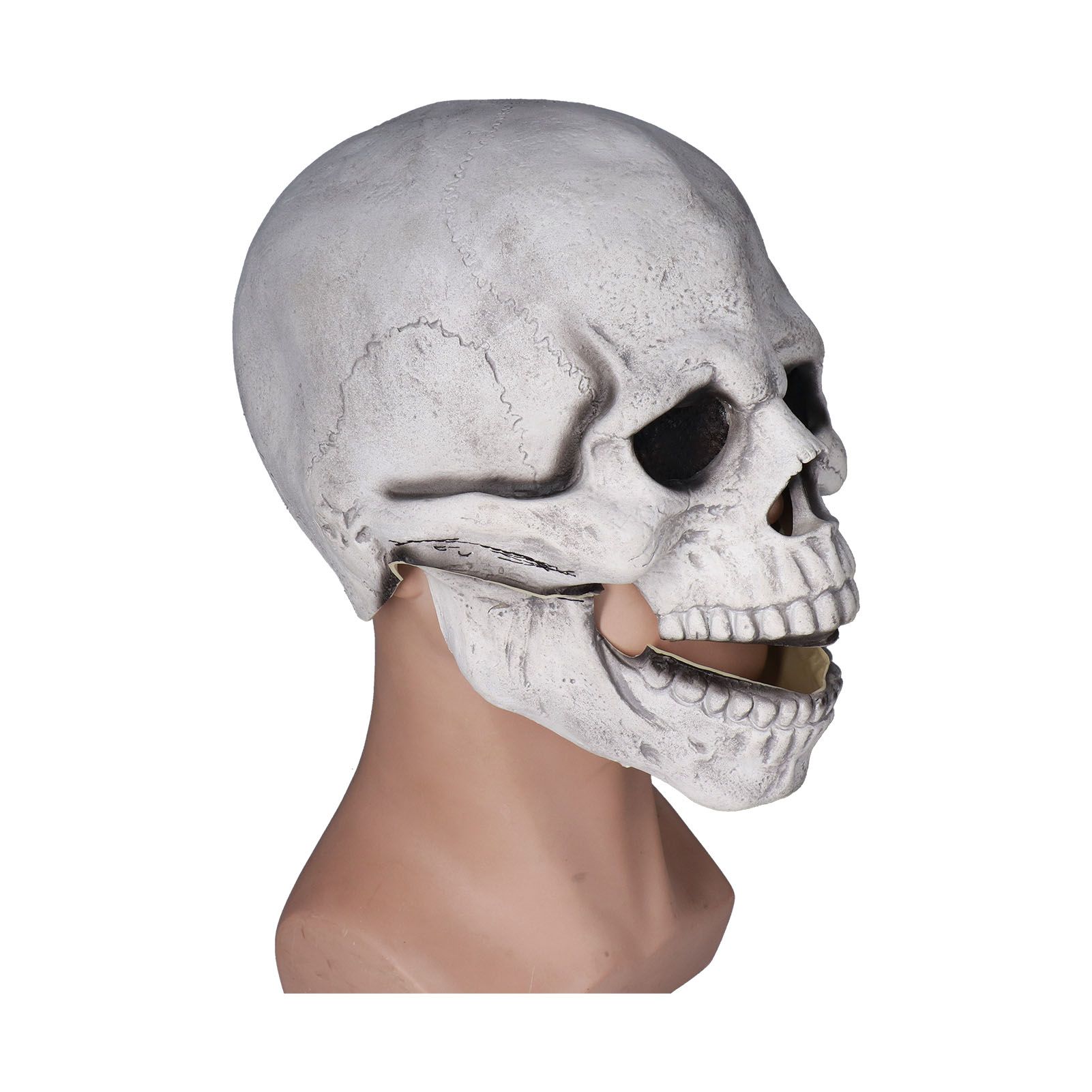 Scary Skull Mask with Movable Jaw Flexible Latex Halloween Costume Party Props Cosplay AccessoryWhite - Image 6