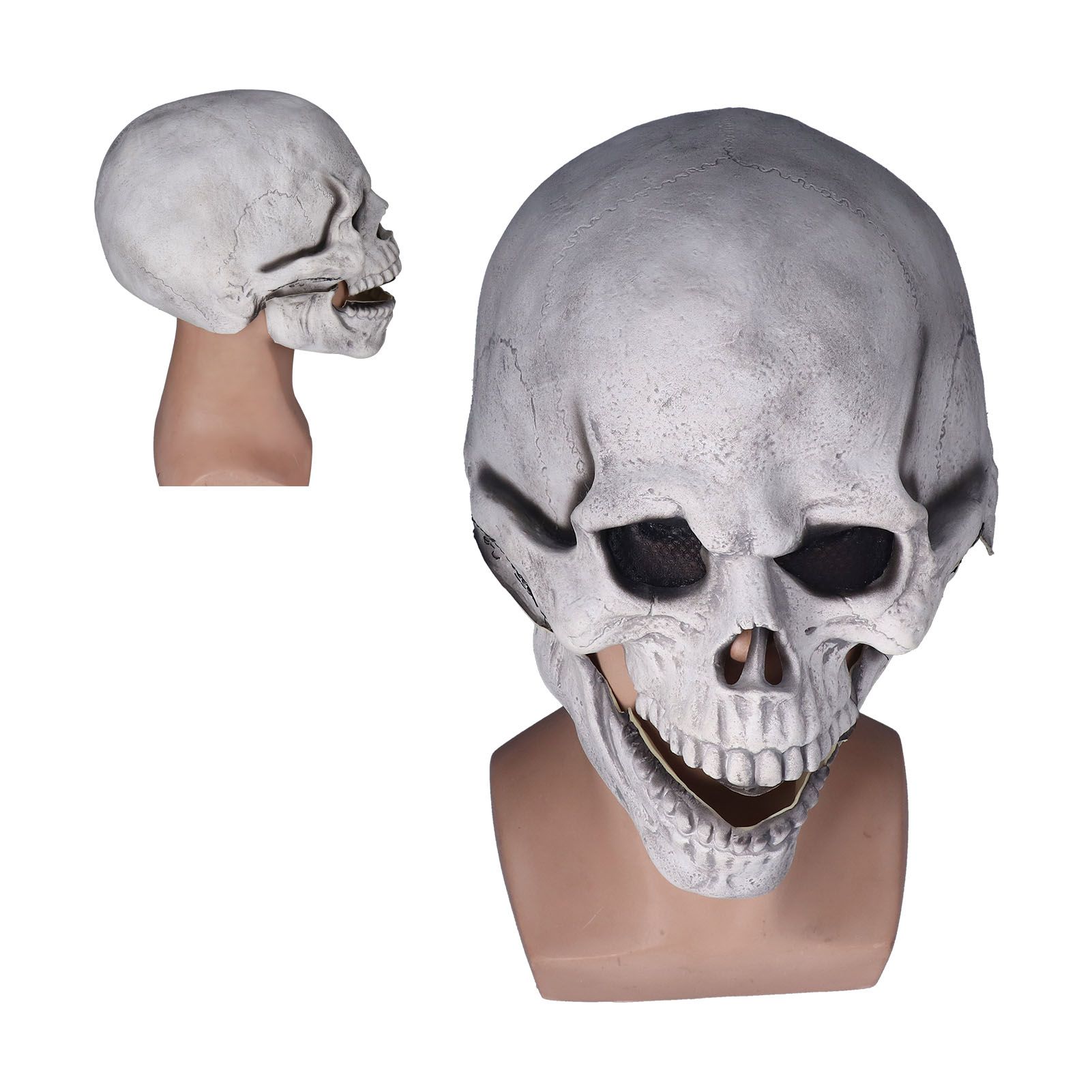 Scary Skull Mask with Movable Jaw Flexible Latex Halloween Costume Party Props Cosplay AccessoryWhite - Image 8