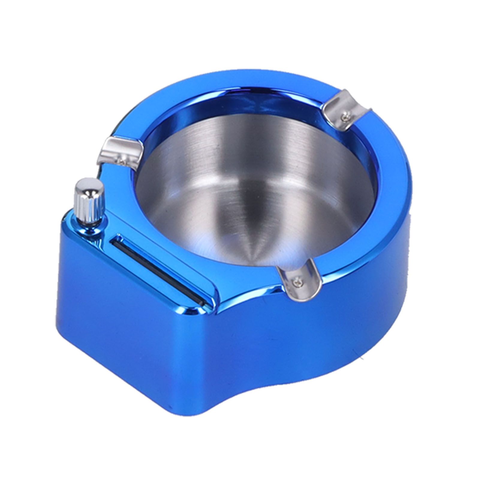 Cigarette Ashtray Stainless Steel Match Lighter Cigarette Ashtray for Home Office DecorationBlue - Image 1