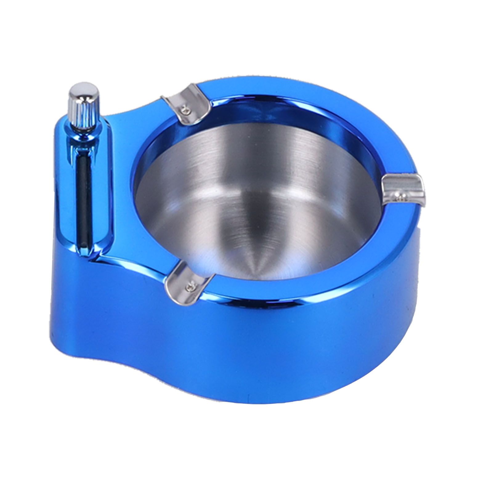 Cigarette Ashtray Stainless Steel Match Lighter Cigarette Ashtray for Home Office DecorationBlue - Image 3