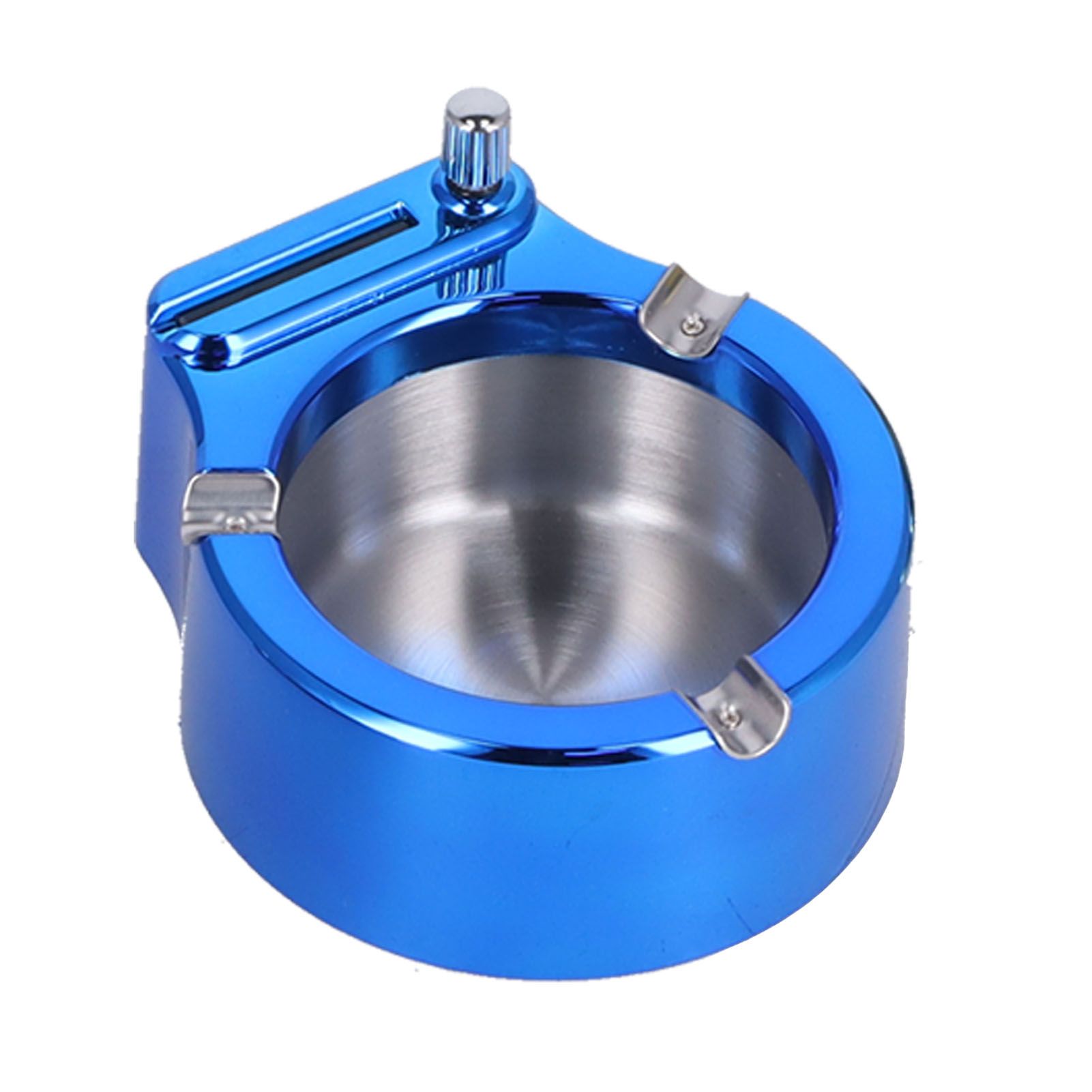 Cigarette Ashtray Stainless Steel Match Lighter Cigarette Ashtray for Home Office DecorationBlue - Image 4