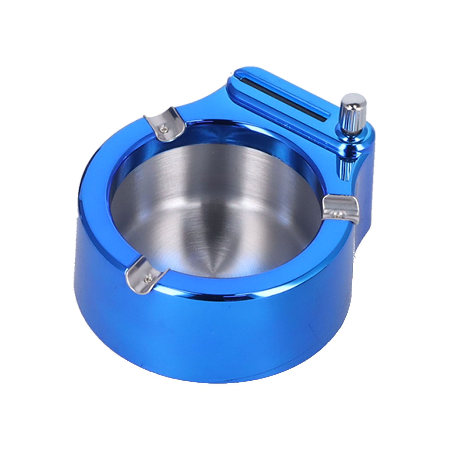 Cigarette Ashtray Stainless Steel Match Lighter Cigarette Ashtray for Home Office DecorationBlue - Image 6
