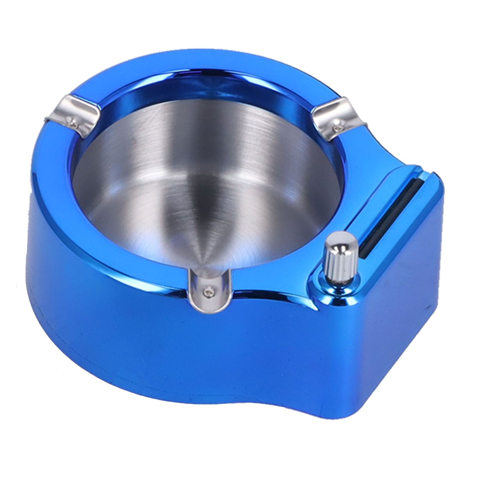 Cigarette Ashtray Stainless Steel Match Lighter Cigarette Ashtray for Home Office DecorationBlue - Image 8