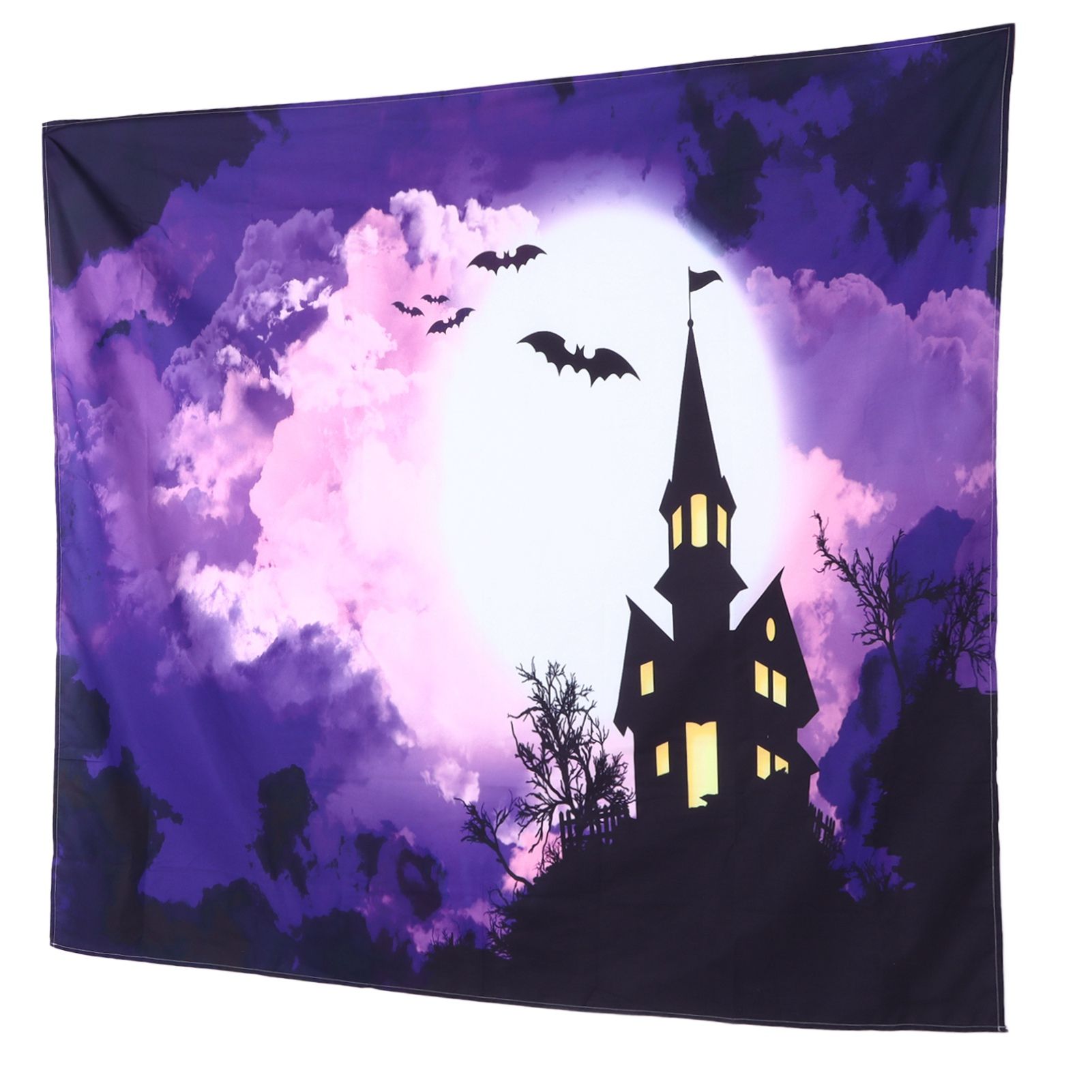 Halloween Castle Pattern Tapestry Wall Hanging Carpet Photography Background Home Party Decoration150x150cm / 59.1x59.1in - Image 2