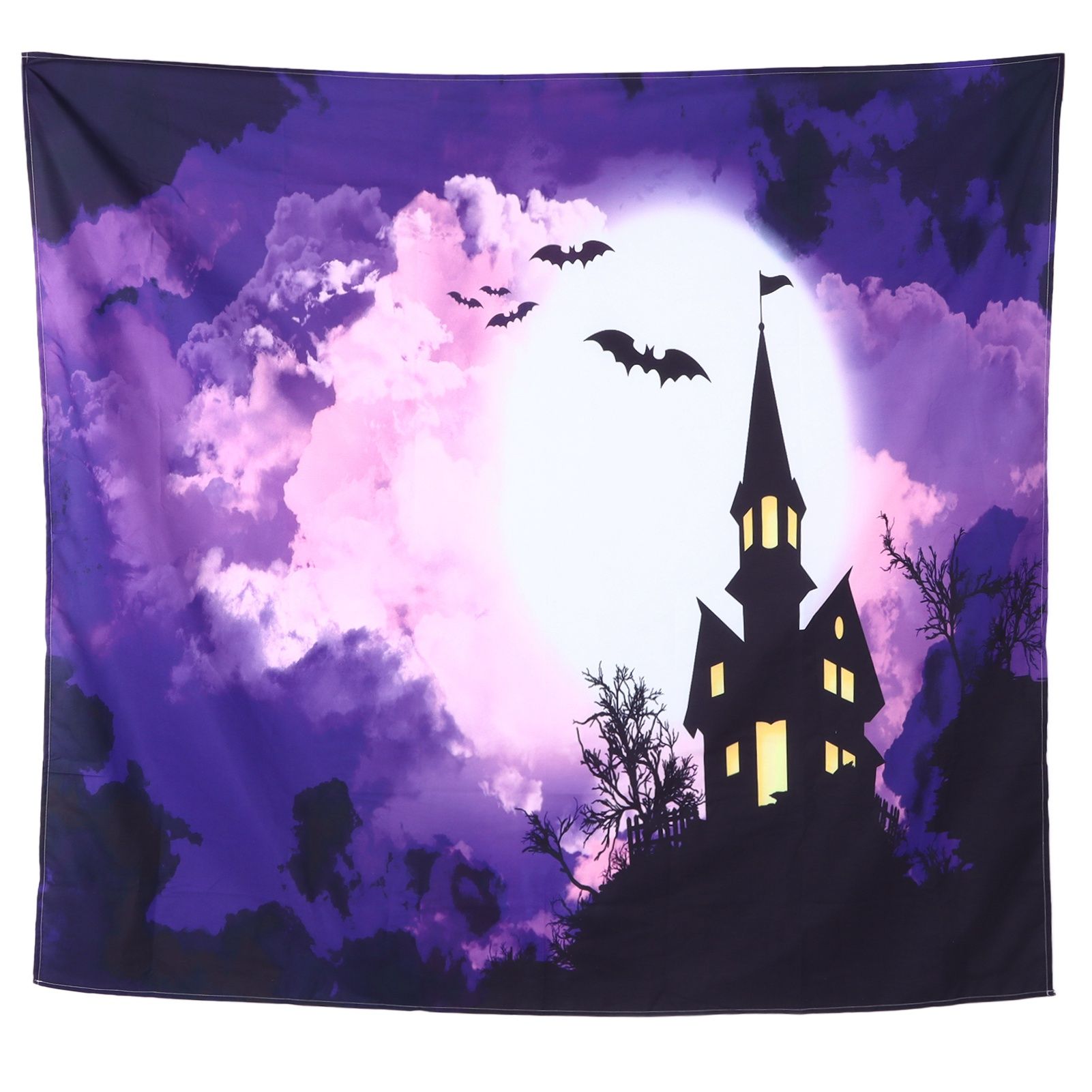 Halloween Castle Pattern Tapestry Wall Hanging Carpet Photography Background Home Party Decoration200x150cm / 78.7x59.1in - Image 1