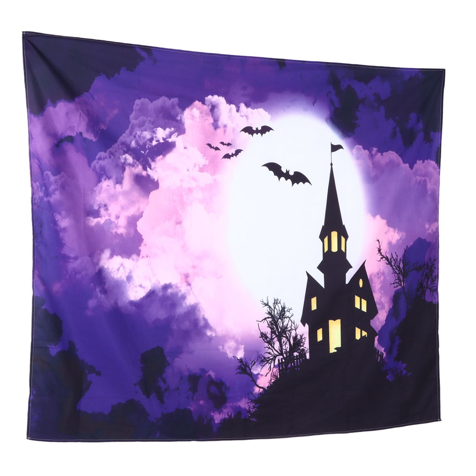 Halloween Castle Pattern Tapestry Wall Hanging Carpet Photography Background Home Party Decoration200x150cm / 78.7x59.1in - Image 3