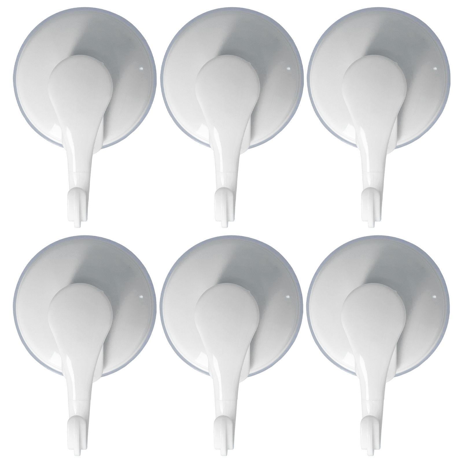 6PCS Strong Vacuum Wall Hook Towel Hook Plastic Self Adhesive Suction Cup for Kitchen Bathroom White - Image 1