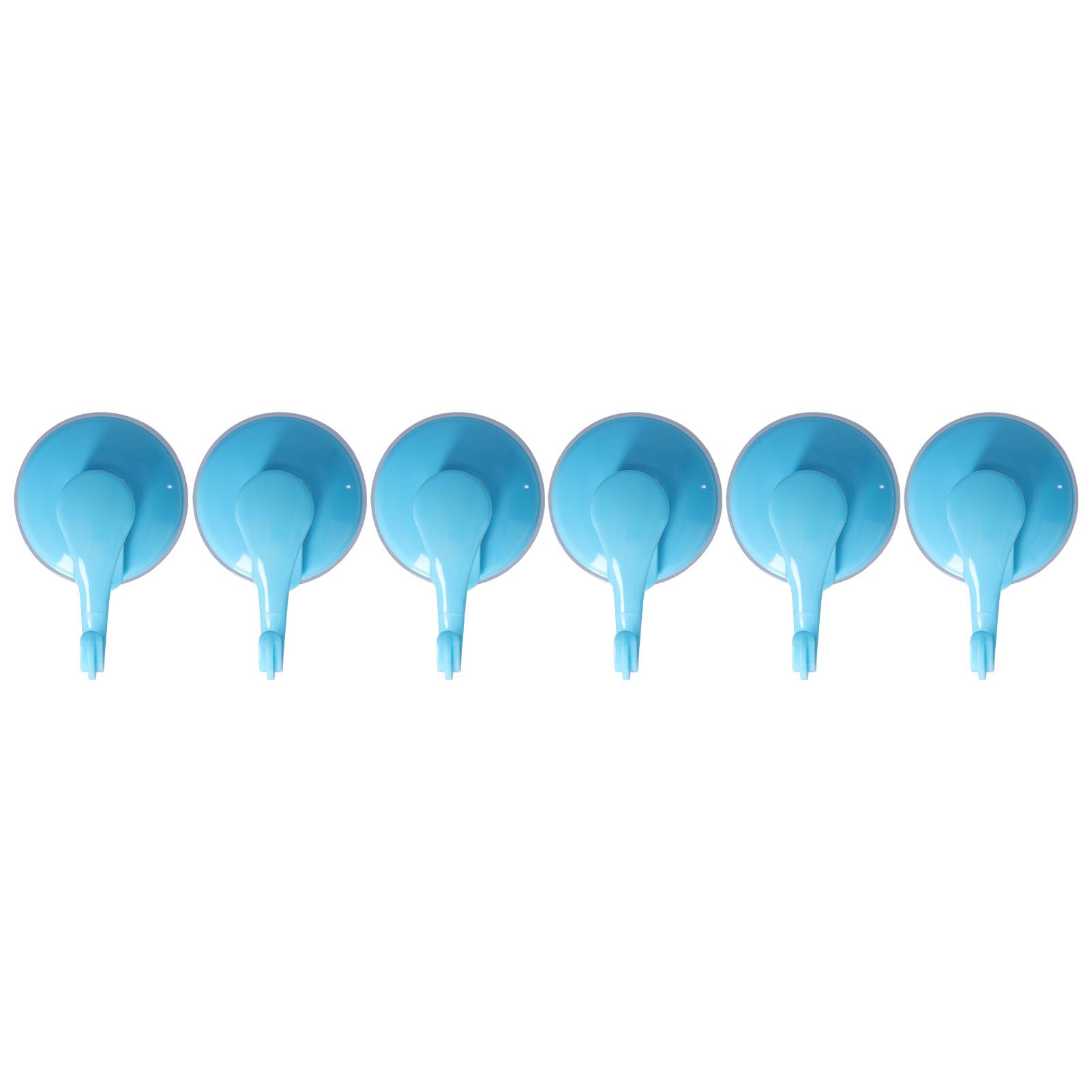 6PCS Strong Vacuum Wall Hook Towel Hook Plastic Self Adhesive Suction Cup for Kitchen Bathroom Blue - Image 2