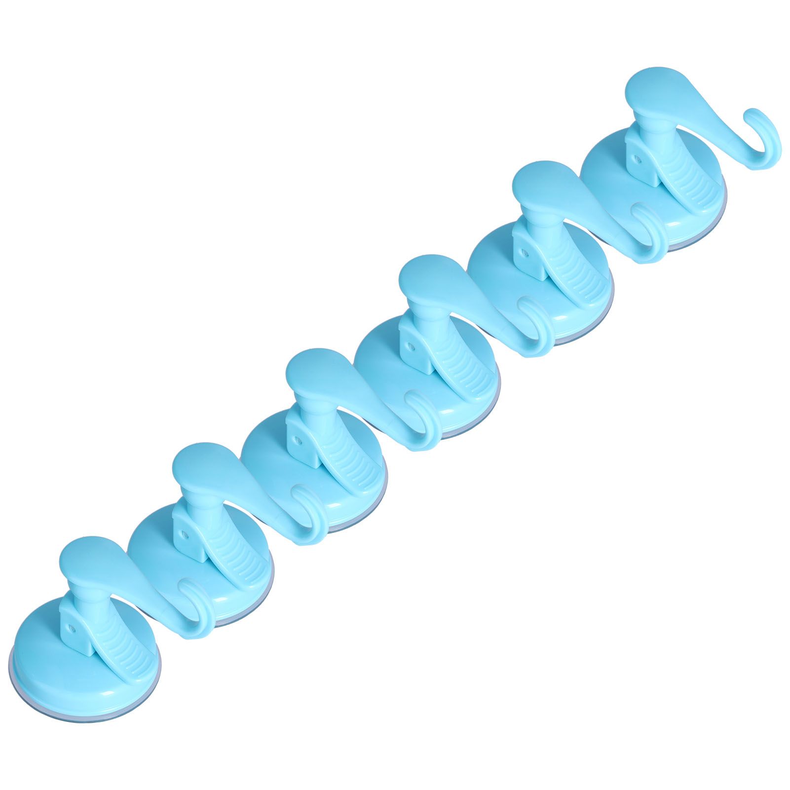 6PCS Strong Vacuum Wall Hook Towel Hook Plastic Self Adhesive Suction Cup for Kitchen Bathroom Blue - Image 6