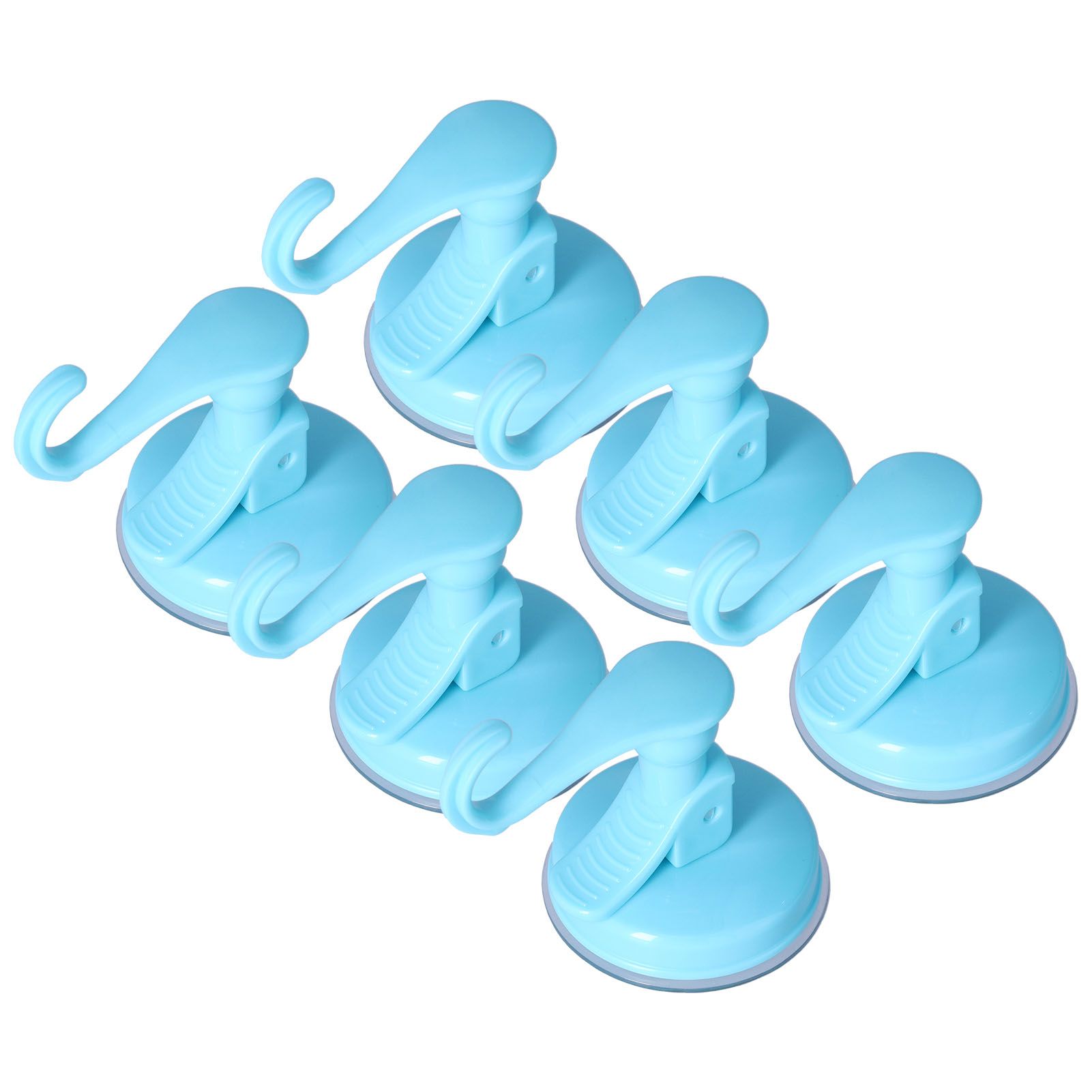 6PCS Strong Vacuum Wall Hook Towel Hook Plastic Self Adhesive Suction Cup for Kitchen Bathroom Blue - Image 7