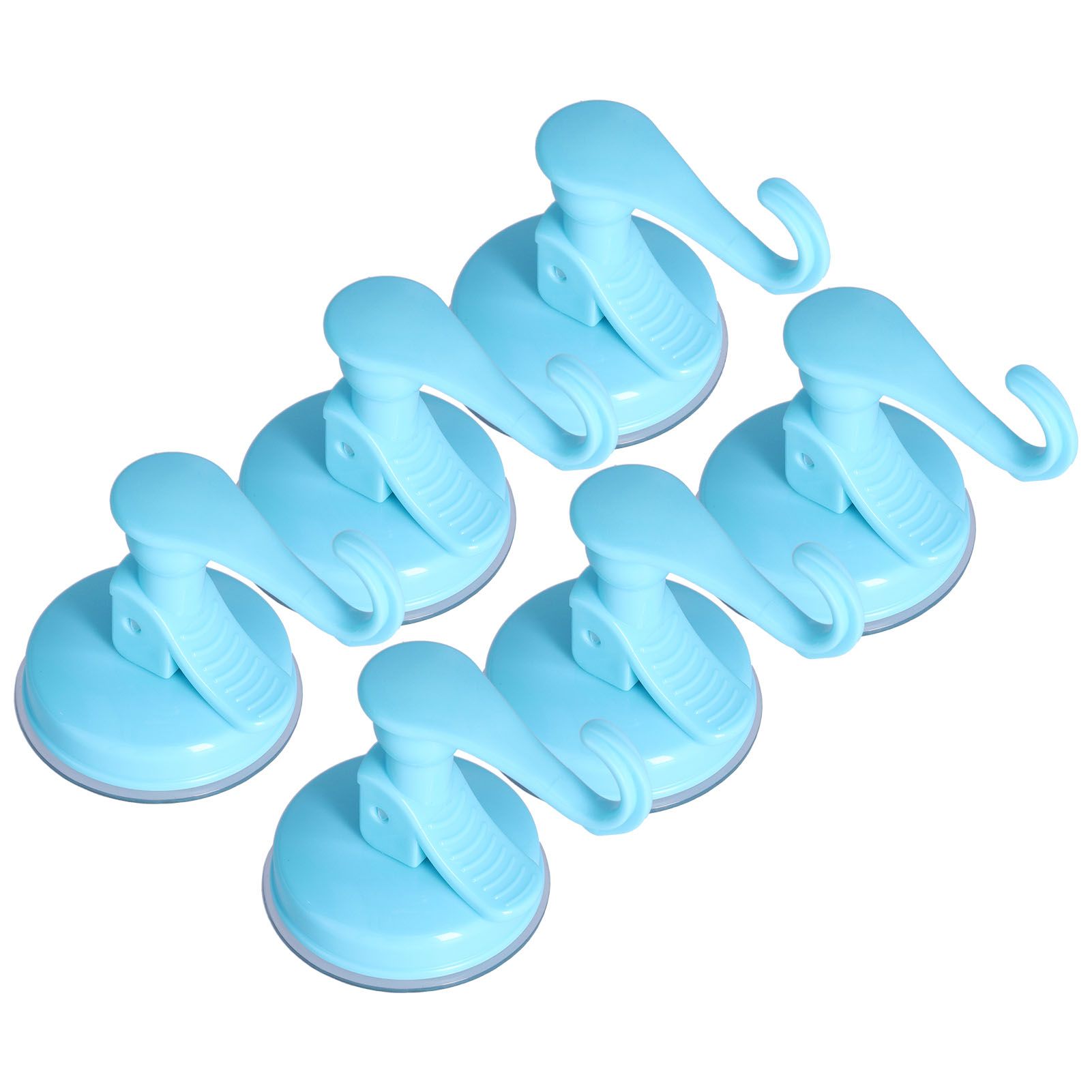 6PCS Strong Vacuum Wall Hook Towel Hook Plastic Self Adhesive Suction Cup for Kitchen Bathroom Blue - Image 8