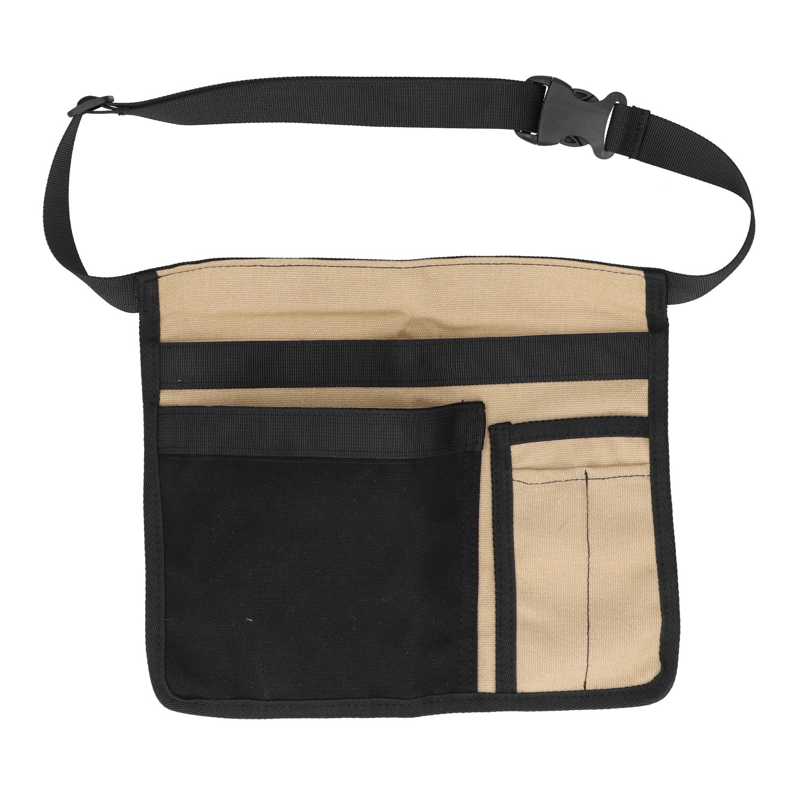 Unilateral Waist Hanging Tool Bag Wear Resistant Oxford Cloth Adjustable Tools Organizer for GardenKhaki Black - Image 1