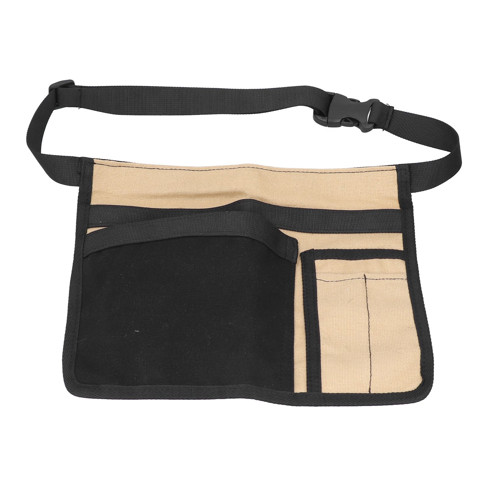 Unilateral Waist Hanging Tool Bag Wear Resistant Oxford Cloth Adjustable Tools Organizer for GardenKhaki Black - Image 3