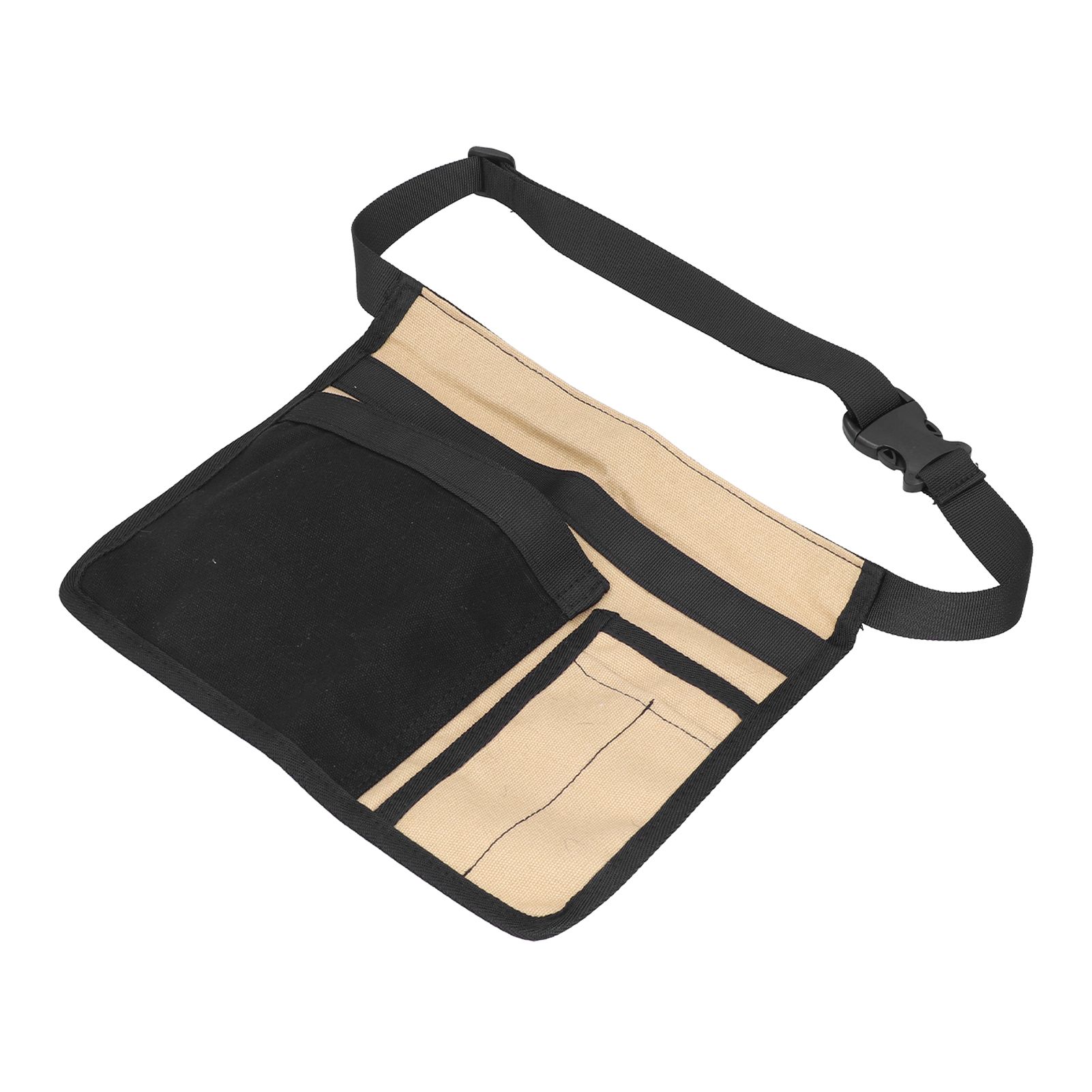 Unilateral Waist Hanging Tool Bag Wear Resistant Oxford Cloth Adjustable Tools Organizer for GardenKhaki Black - Image 4