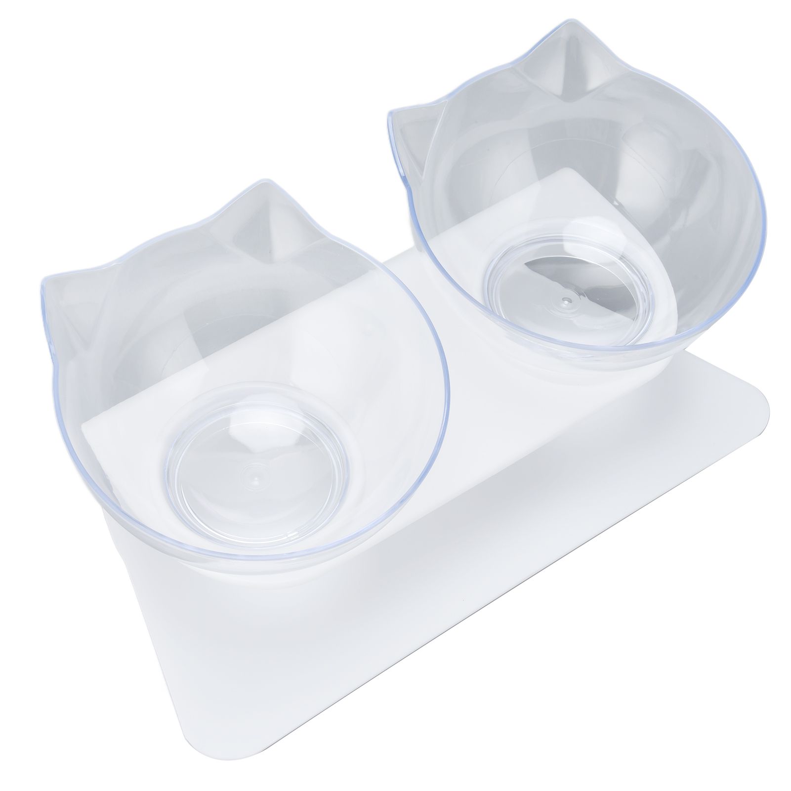 15° Inclined Cat Double Bowl Neck Guard Pet Feeding Bowl for Home Pet Shop Living Room(White Base Transparent Bowl ) - Image 7