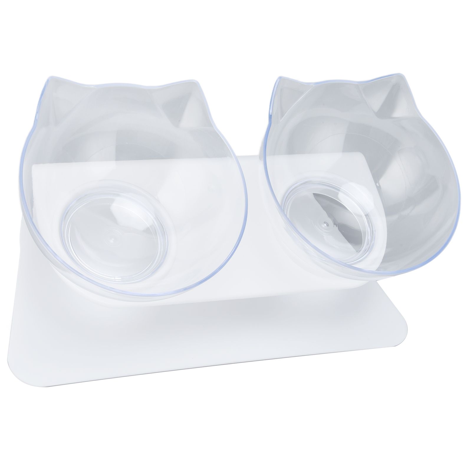 15° Inclined Cat Double Bowl Neck Guard Pet Feeding Bowl for Home Pet Shop Living Room(White Base Transparent Bowl ) - Image 8