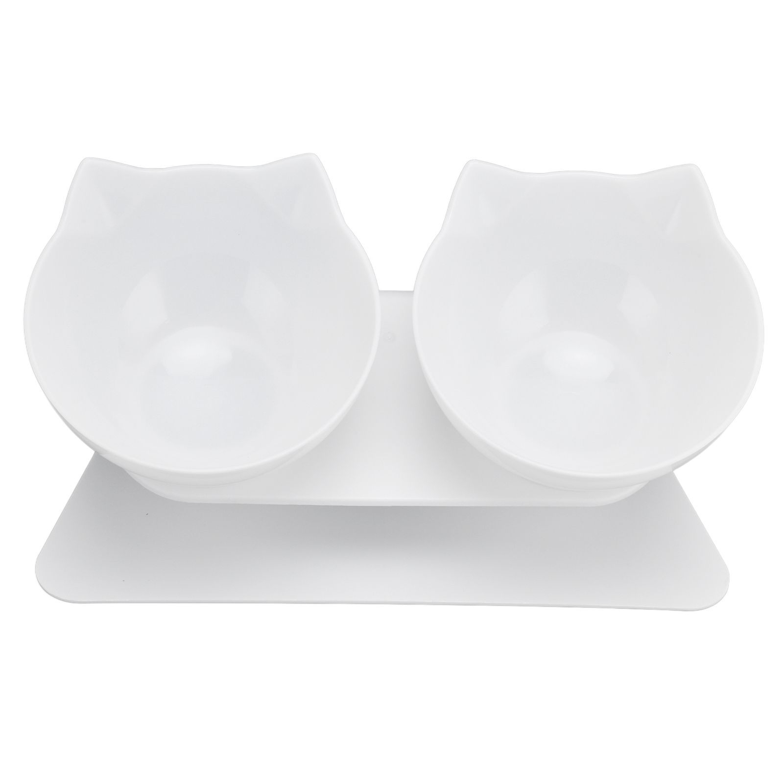 15° Inclined Cat Double Bowl Neck Guard Pet Feeding Bowl for Home Pet Shop Living Room(White Base White Bowl ) - Image 2