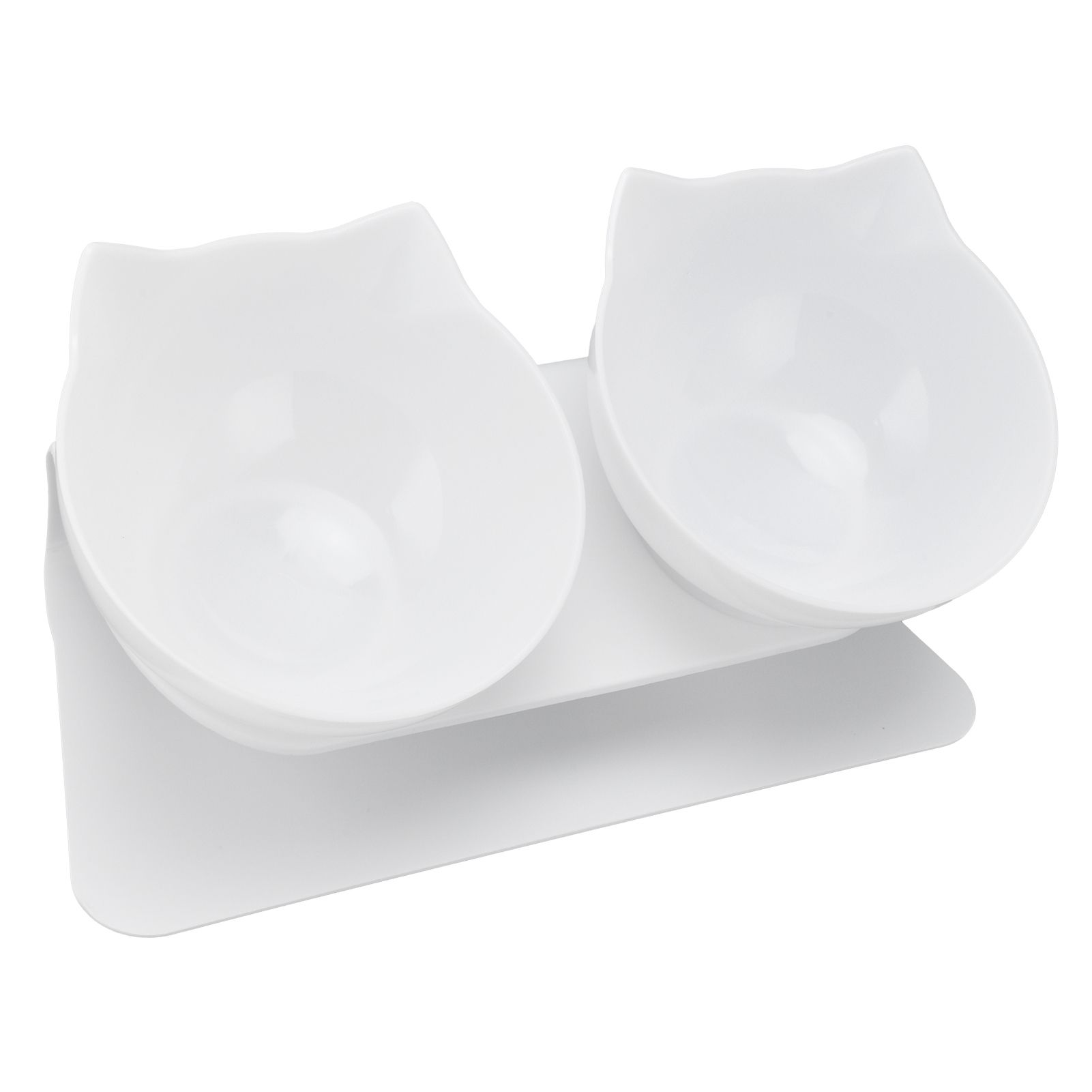 15° Inclined Cat Double Bowl Neck Guard Pet Feeding Bowl for Home Pet Shop Living Room(White Base White Bowl ) - Image 5